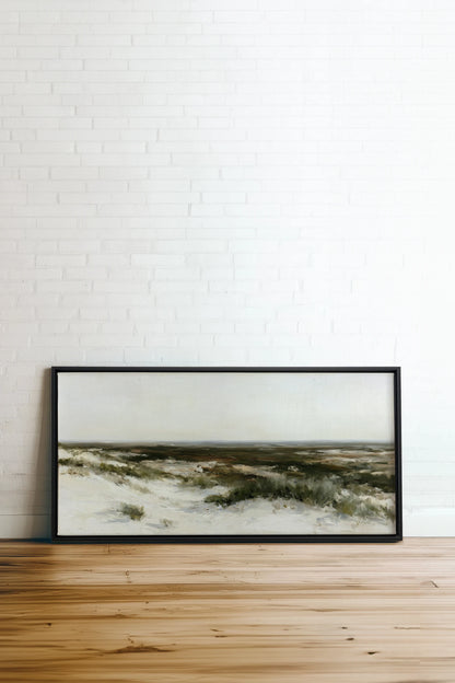 AU GRÉ DU RIVAGE, Artwork on stretched canvas, Black frame