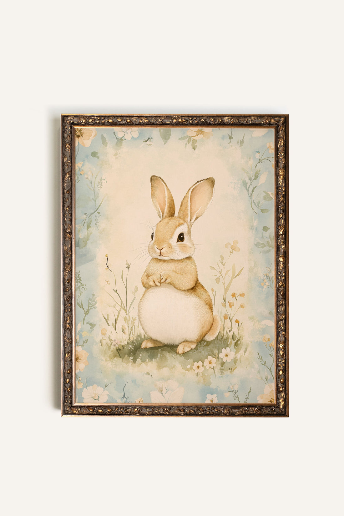 LAPIN DE PRINTEMPS, Oeuvre sur toile rigide, encadré Vintage Bronze