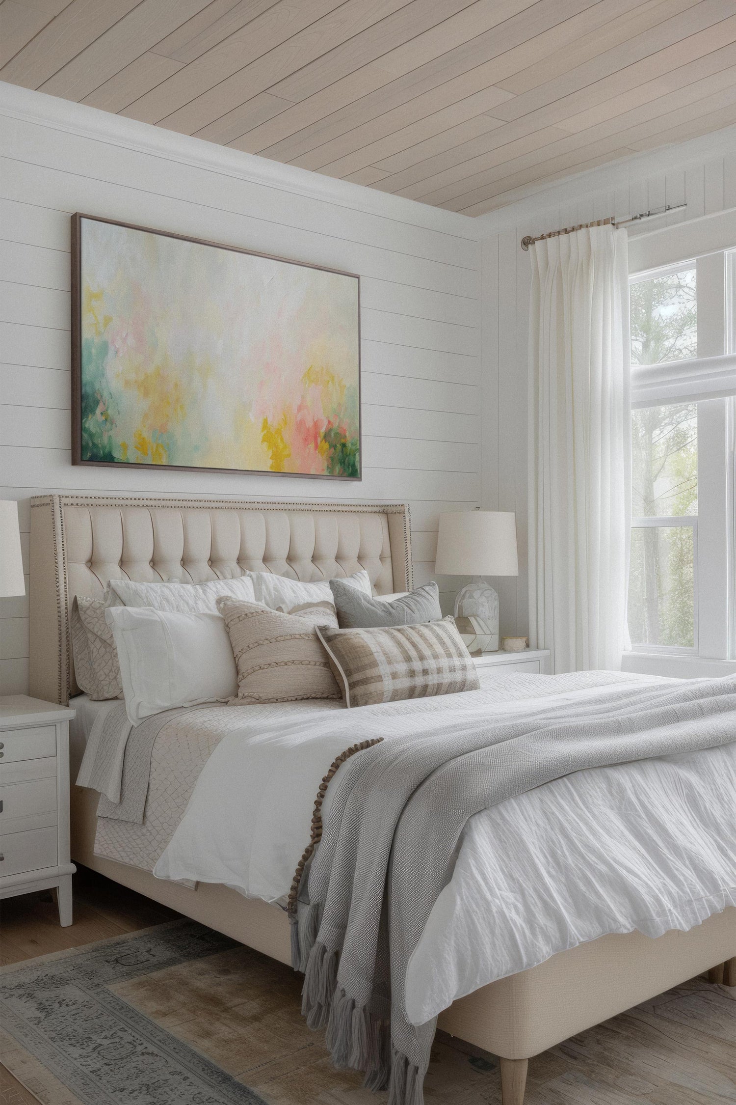 OLEKA CANVAS - DYNAMIC BLOOM, Oeuvre sur toile étirée, encadré Brun Chêne