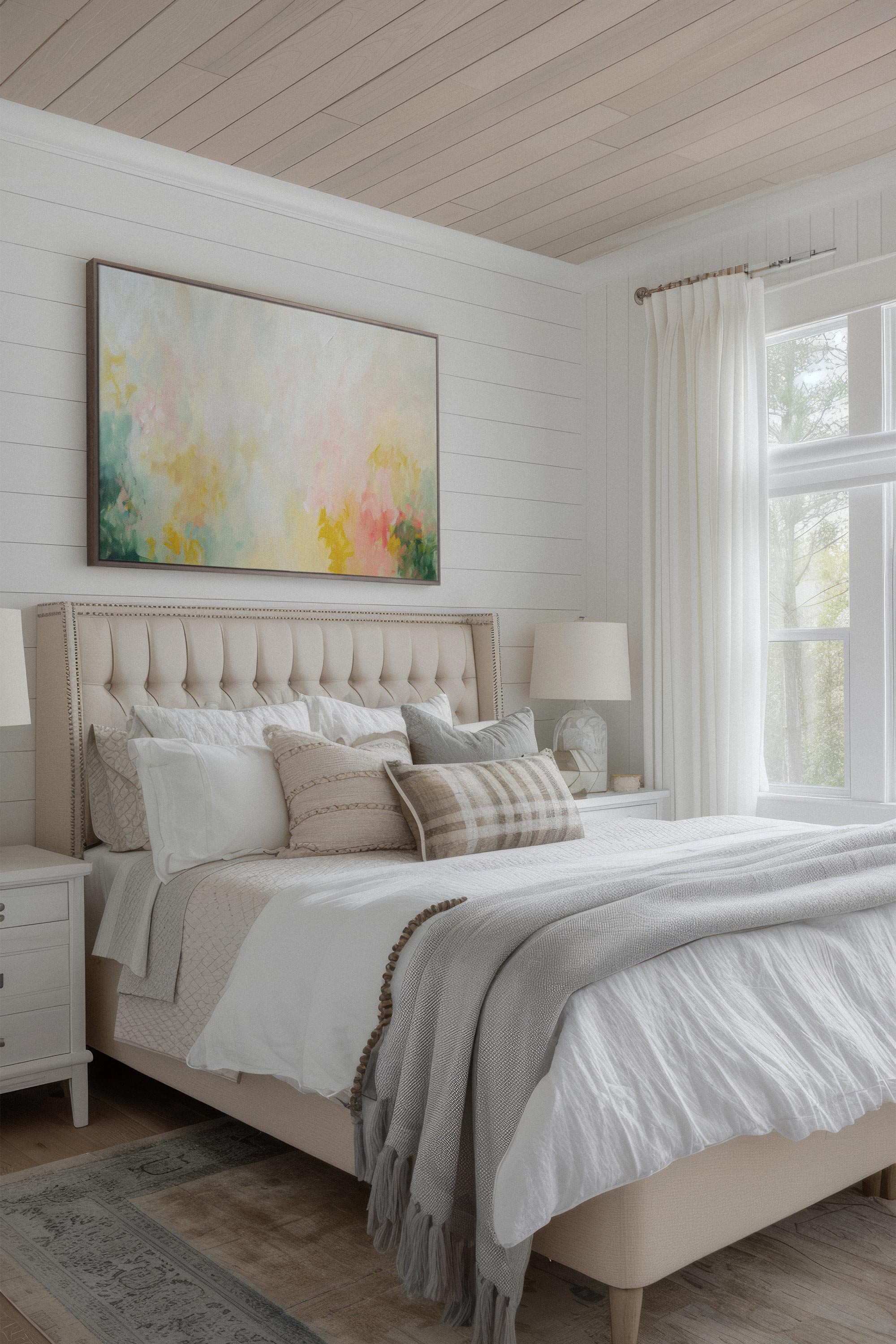 OLEKA CANVAS - DYNAMIC BLOOM, Oeuvre sur toile étirée, encadré Brun Chêne