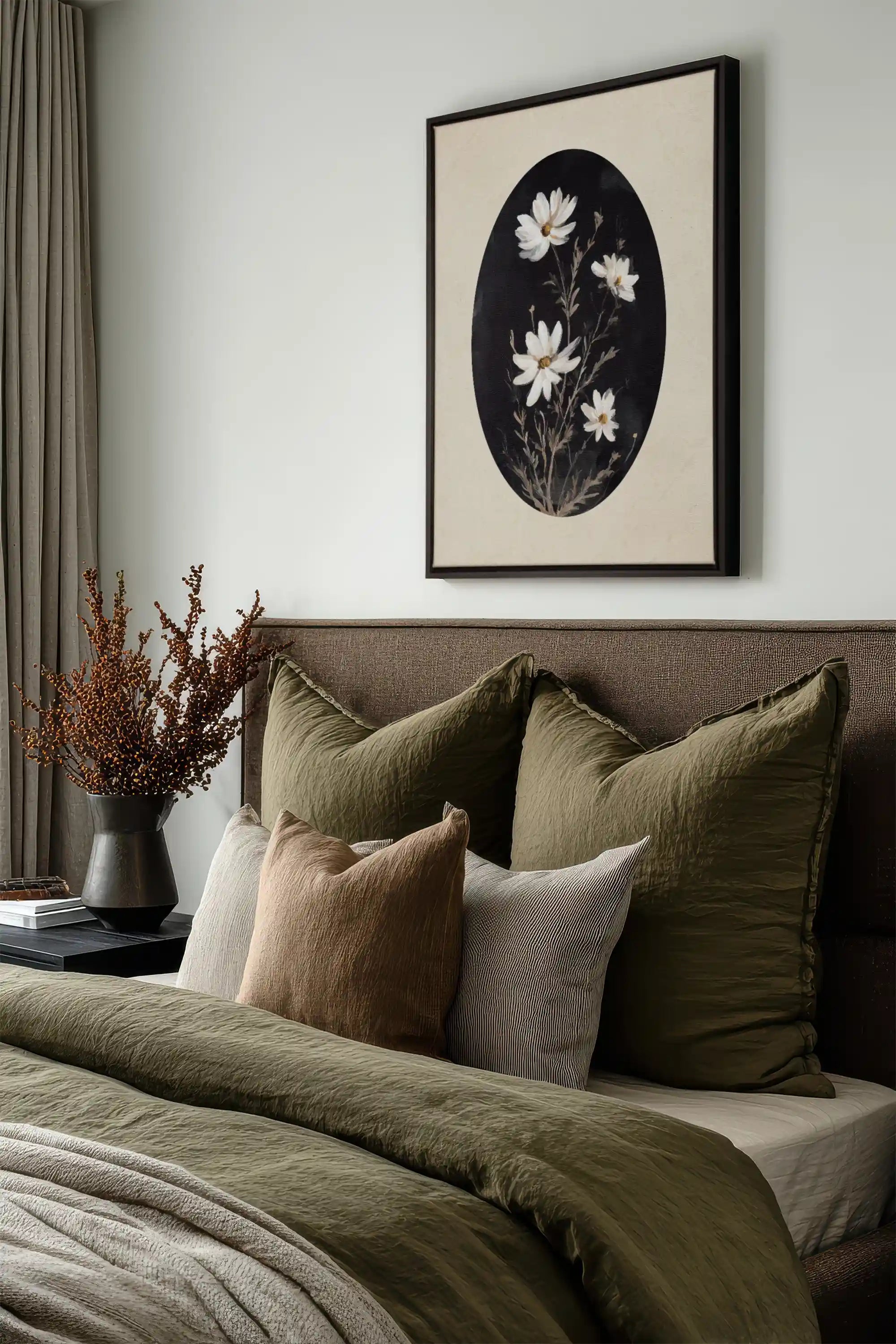 ECLIPSE FLOWERS, Work on stretched canvas, framed Black