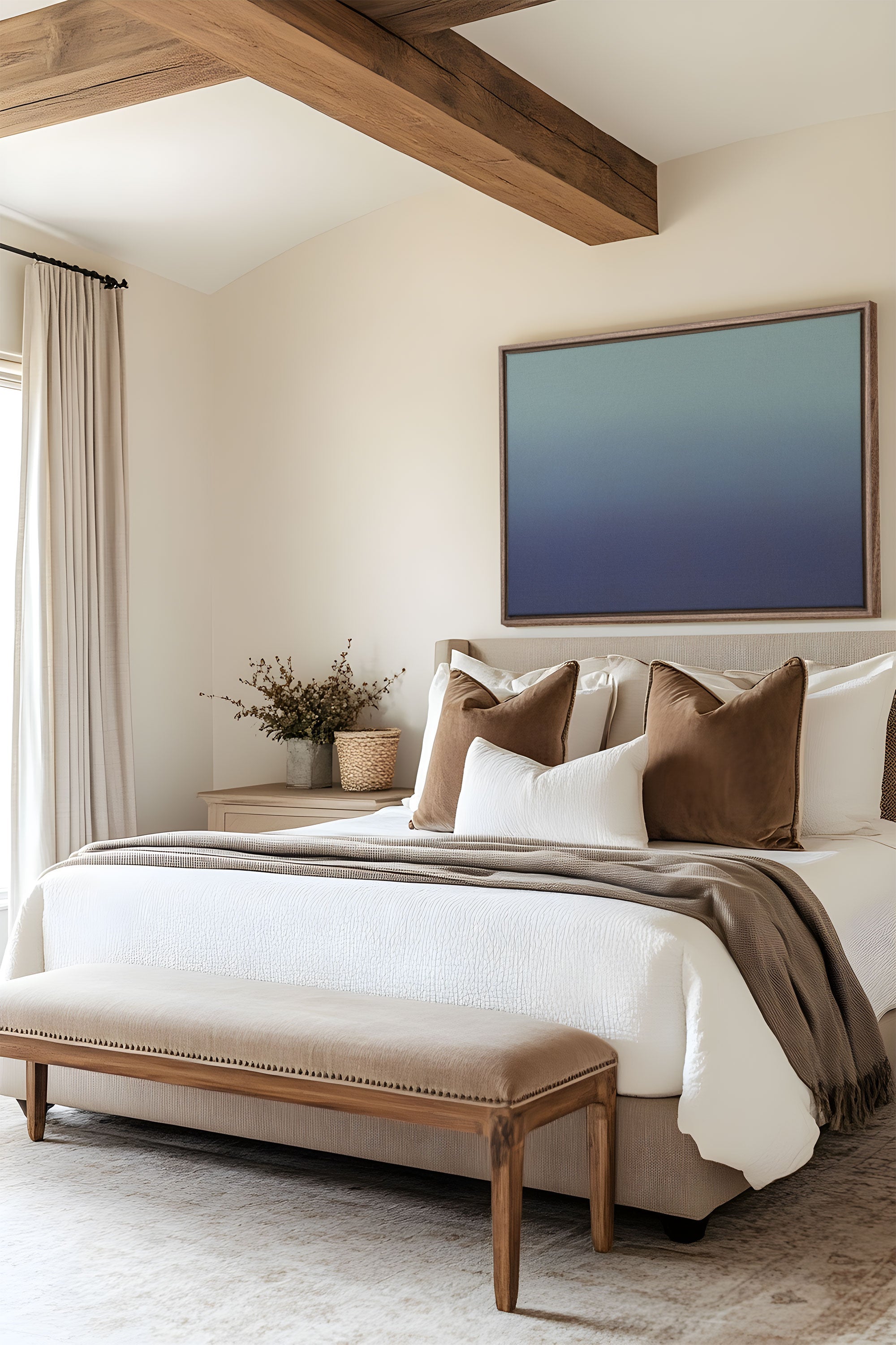 OLEKA CANVAS - REFLET NOCTURNE, Oeuvre sur toile étirée, encadré Brun Chêne