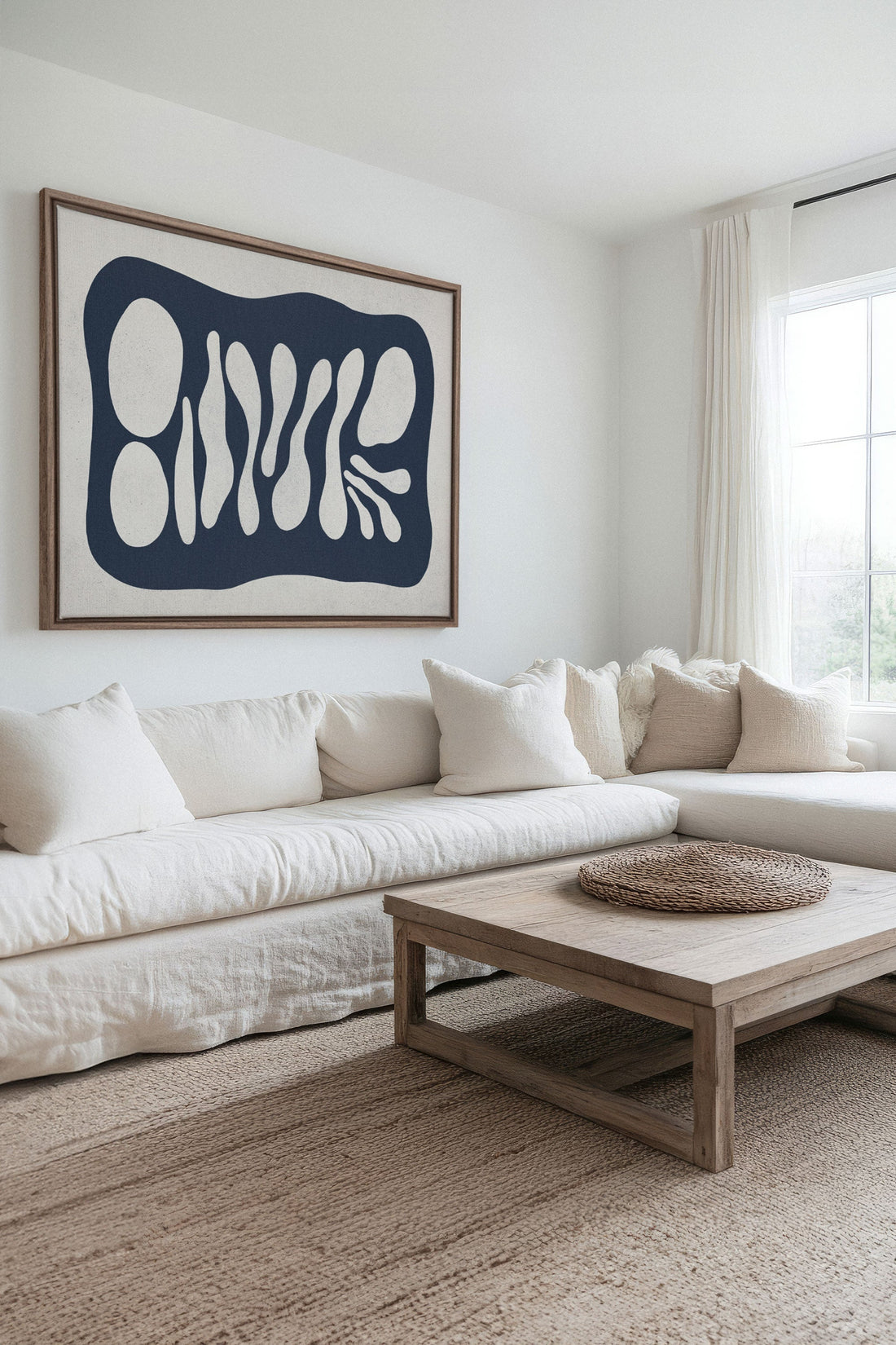 OLEKA CANVAS - ONDE CRÉATIVE, Oeuvre sur toile étirée, encadré Brun Chêne