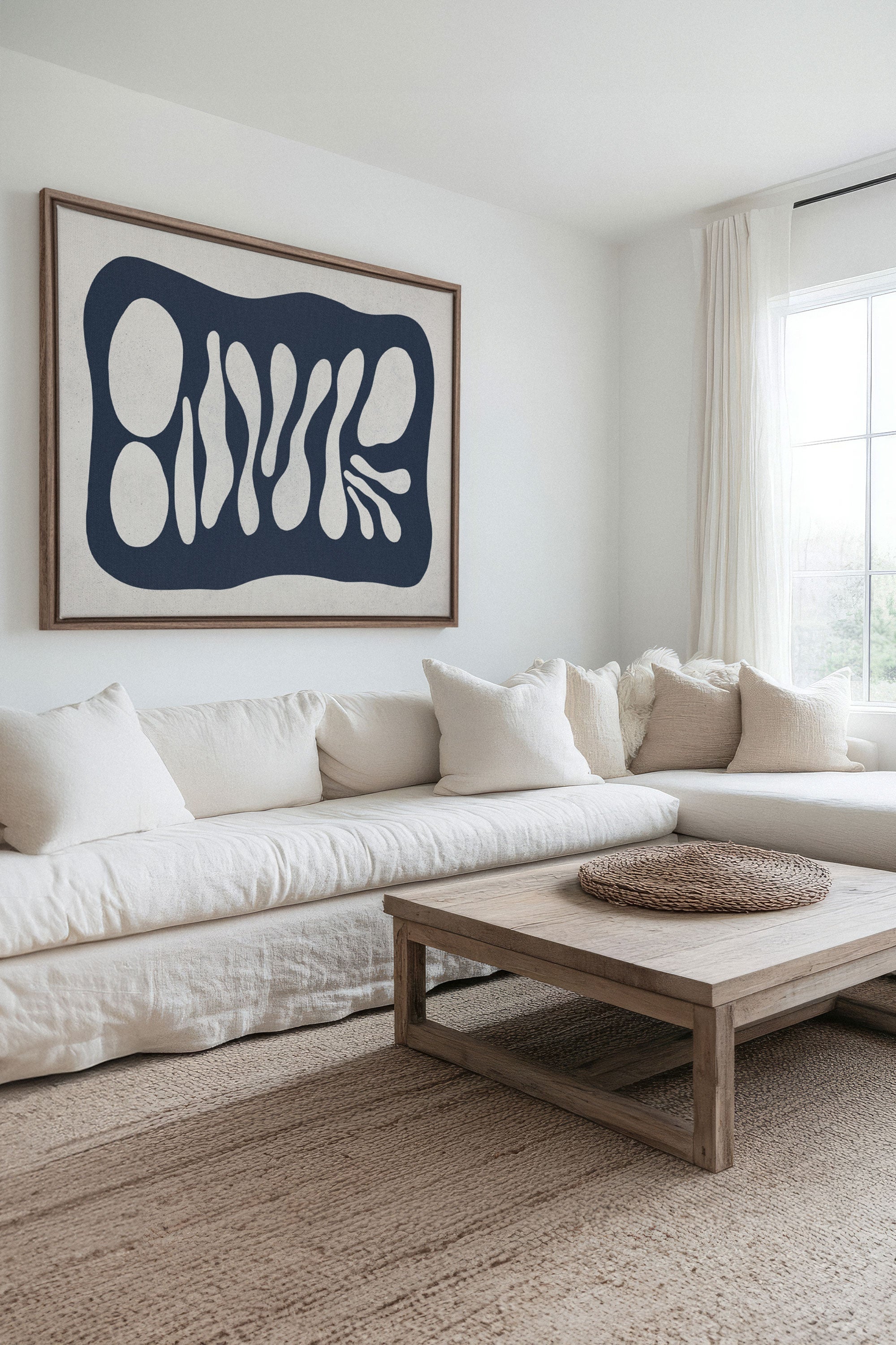 OLEKA CANVAS - ONDE CRÉATIVE, Oeuvre sur toile étirée, encadré Brun Chêne