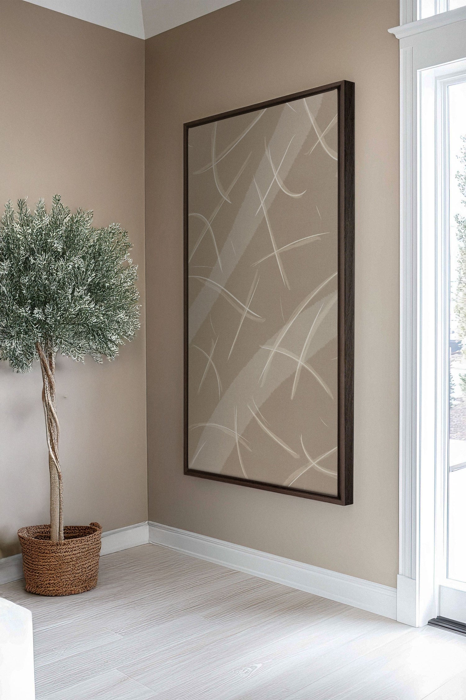 OLEKA CANVAS - LUMINOUS LINES, Oeuvre sur toile étirée, encadré Brun Noyer