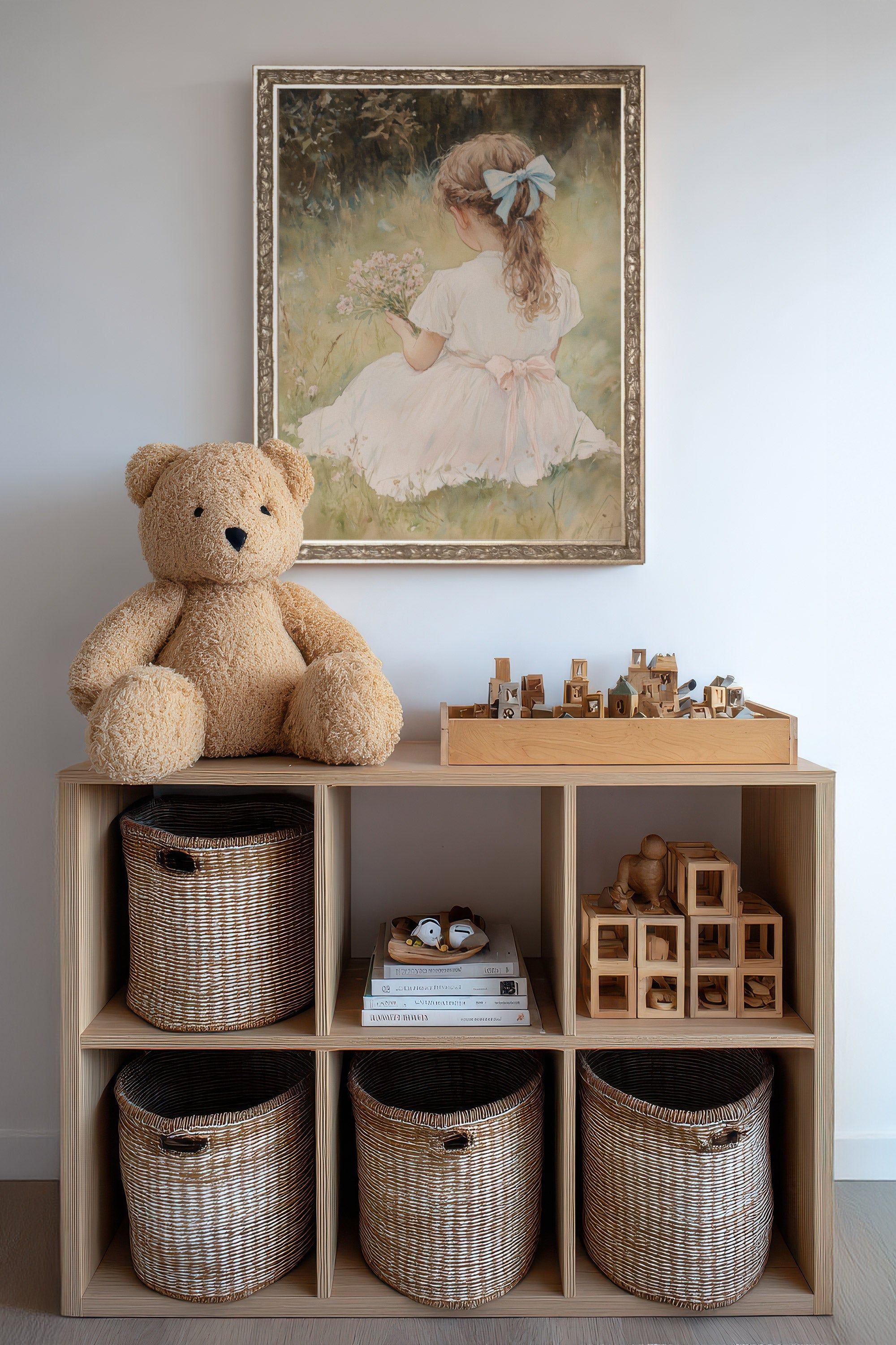 DOUCE ENFANCE, Oeuvre sur toile rigide, encadré Vintage Argent