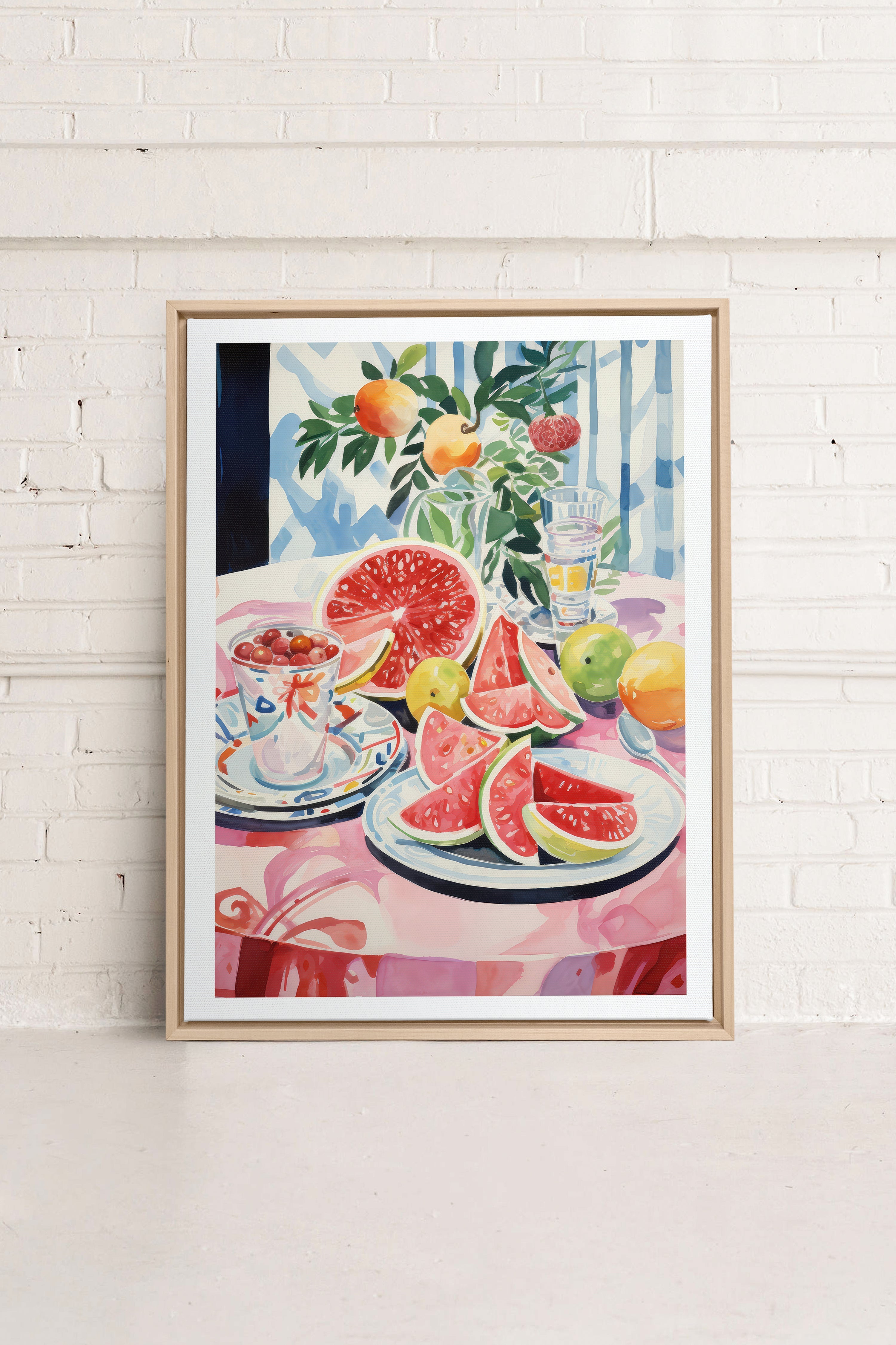 OLEKA CANVAS - MELON OASIS HARVEST, Oeuvre sur toile étirée, encadré Naturel Clair