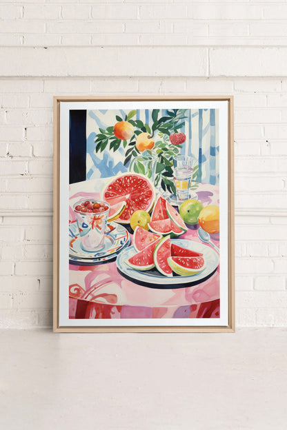 OLEKA CANVAS - MELON OASIS HARVEST, Oeuvre sur toile étirée, encadré Naturel Clair