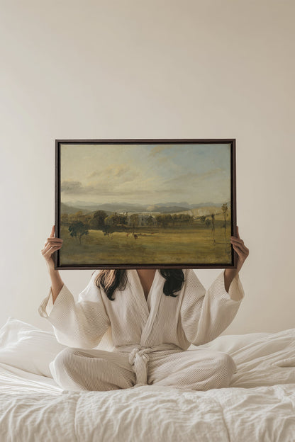 OLEKA CANVAS - SOUFFLE DORÉ, Oeuvre sur toile étirée, encadré Brun Noyer