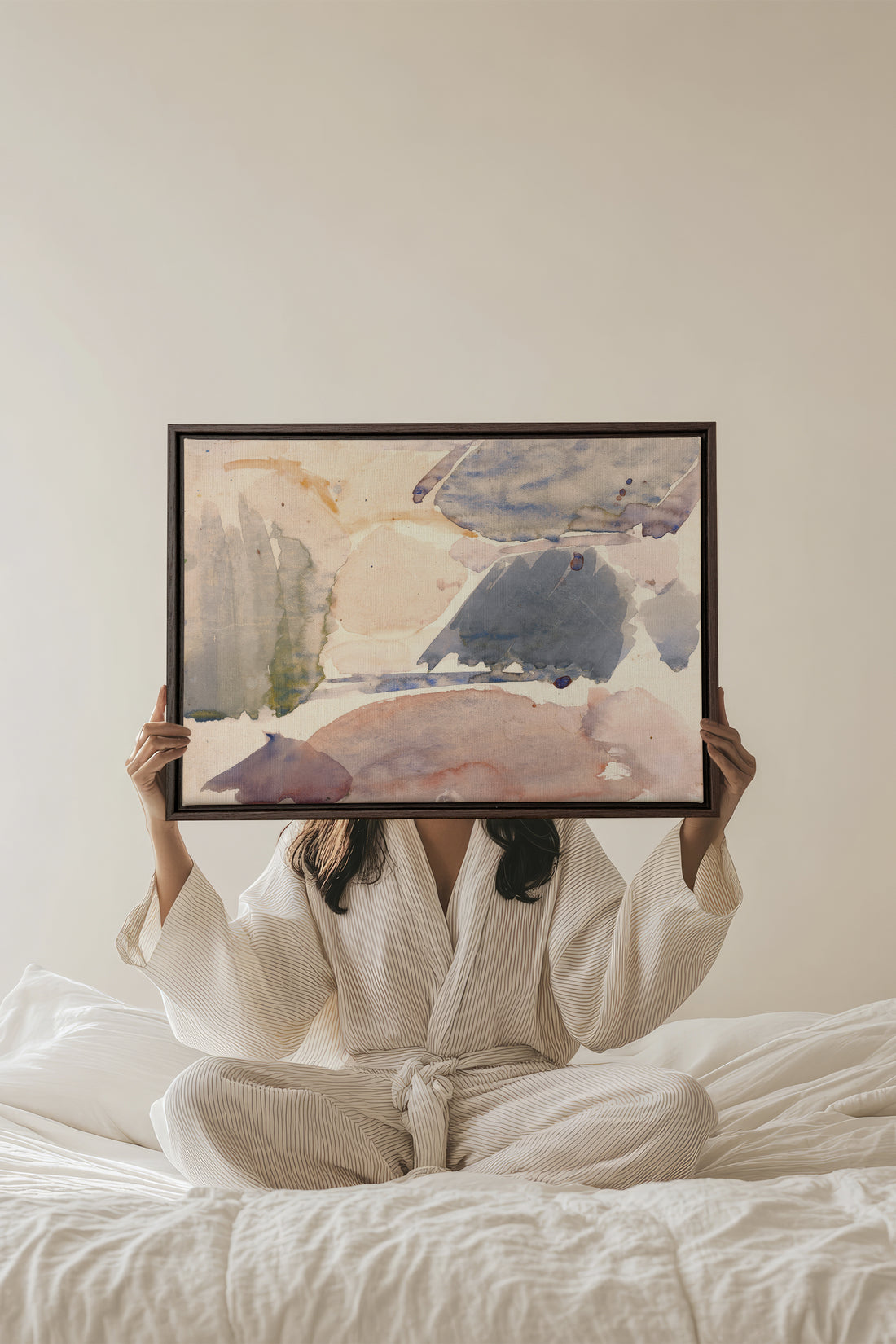 FROSTED PASTELS, Oeuvre sur toile étirée, encadré Brun Noyer