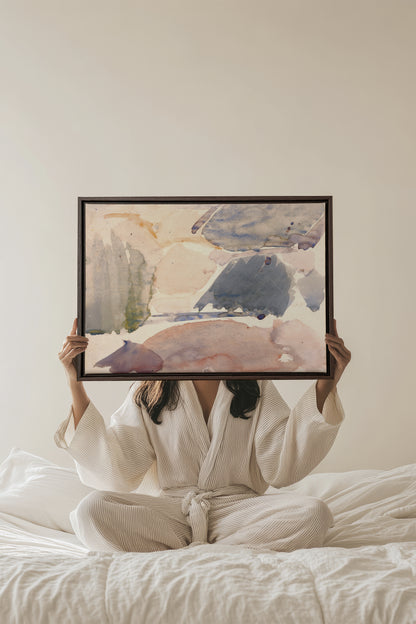 FROSTED PASTELS, Oeuvre sur toile étirée, encadré Brun Noyer