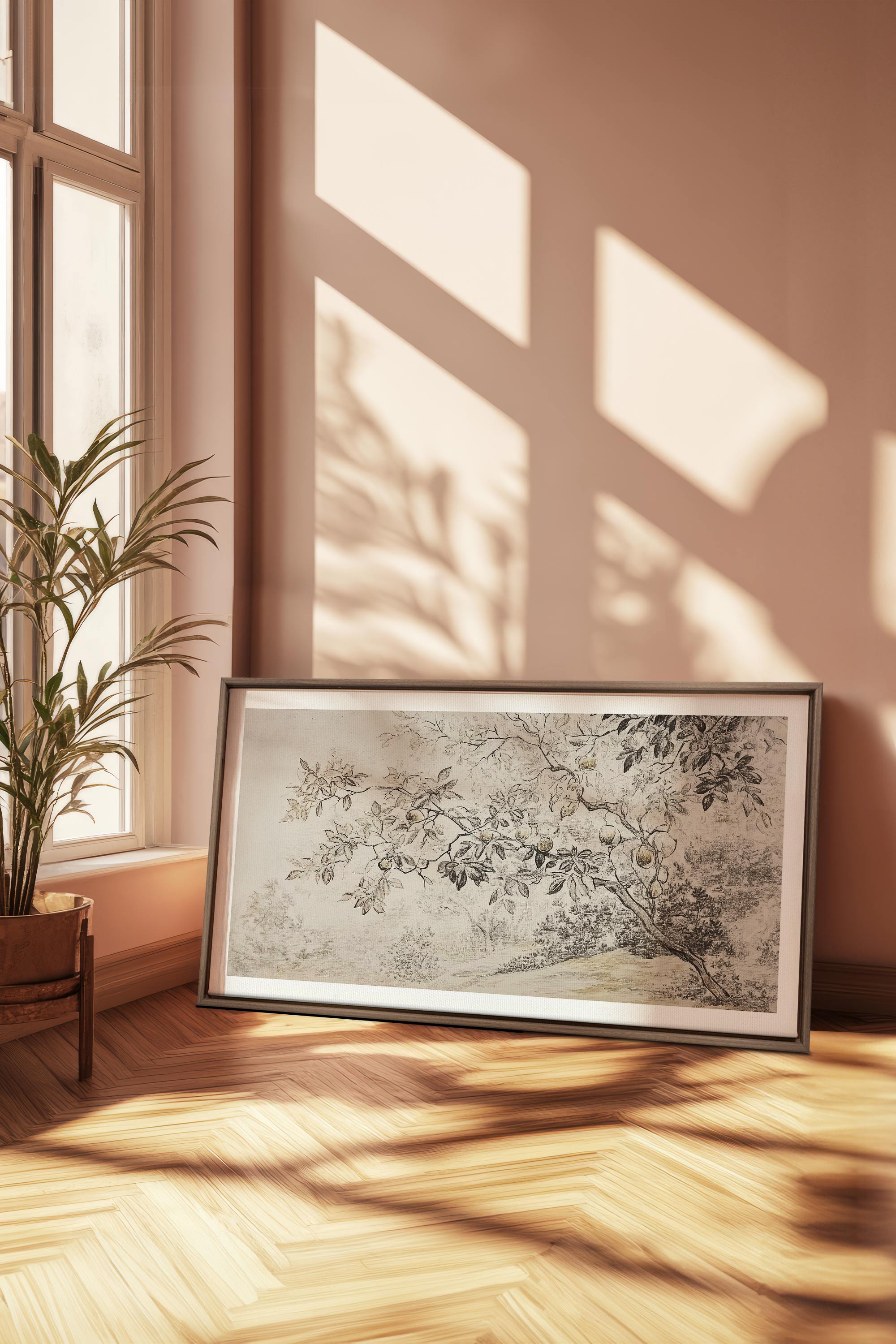 OLEKA CANVAS - GOLDEN HARVEST, Oeuvre sur toile étirée, encadré Brun Chêne