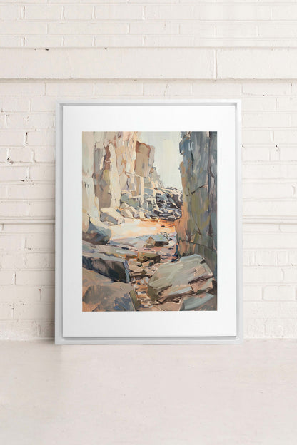 ROCKY PATHWAY, Oeuvre sur toile étirée, encadré Blanc