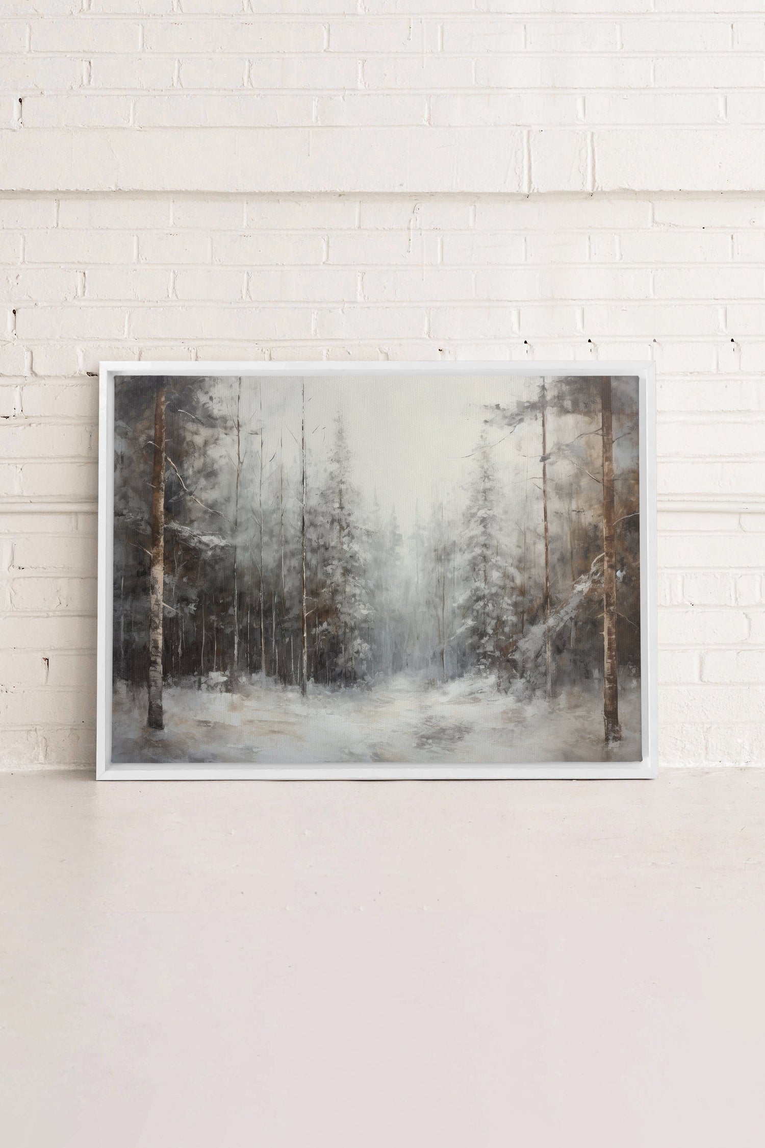 OLEKA CANVAS - WINTER SHADOWS, Oeuvre sur toile étirée, encadré Blanc