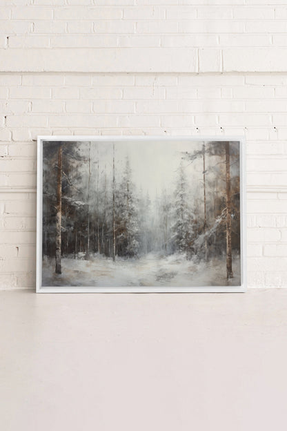 OLEKA CANVAS - WINTER SHADOWS, Oeuvre sur toile étirée, encadré Blanc