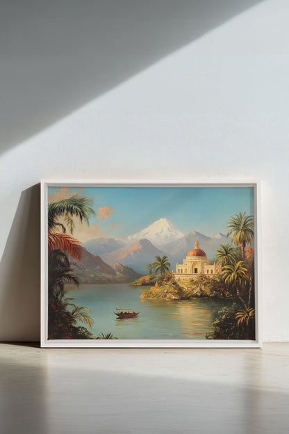OLEKA CANVAS - PALACE BY THE LAKE, Oeuvre sur toile étirée, encadré Blanc