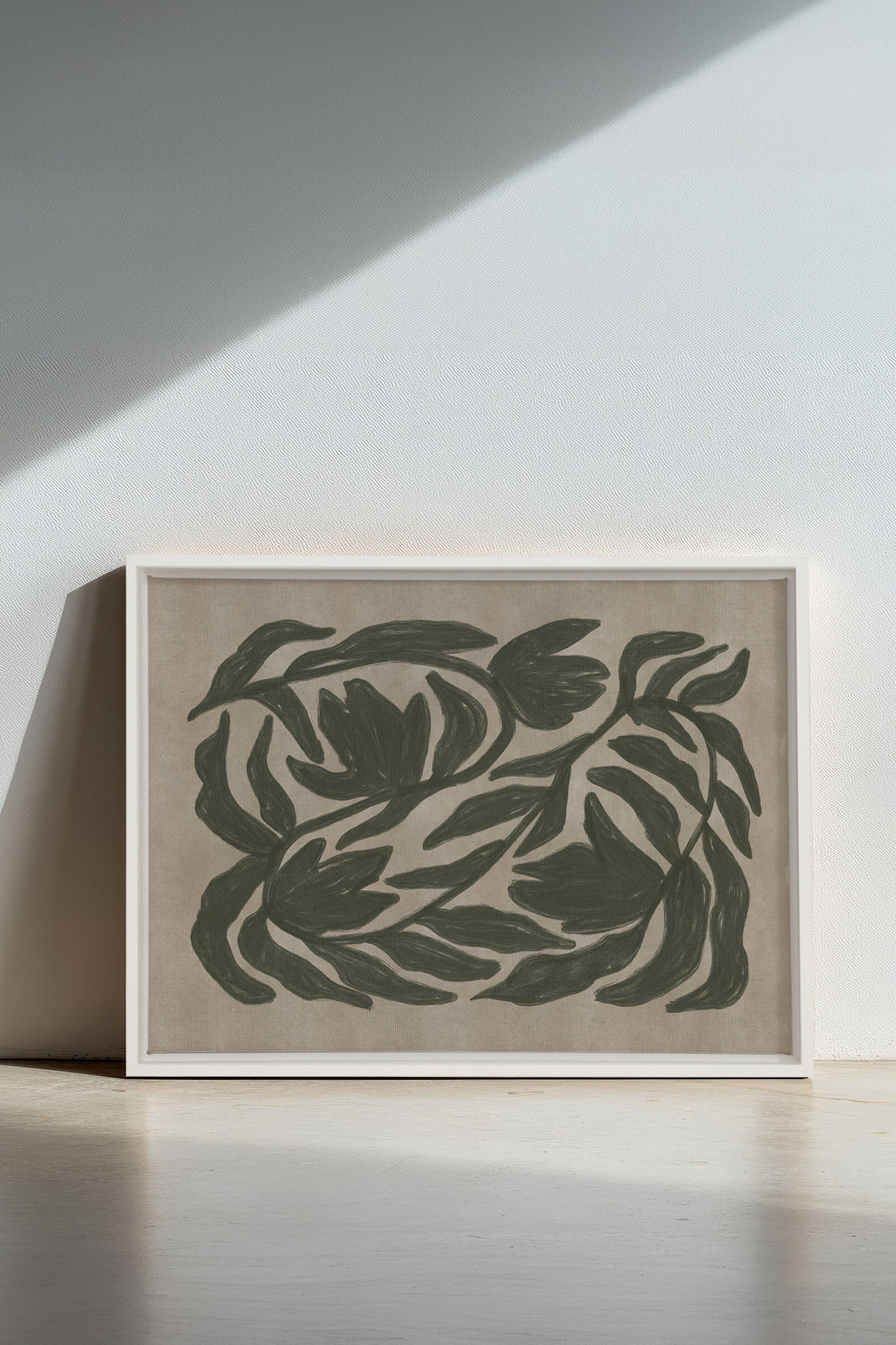 OLEKA CANVAS - DANSE VÉGÉTALE, Oeuvre sur toile étirée, encadré Blanc