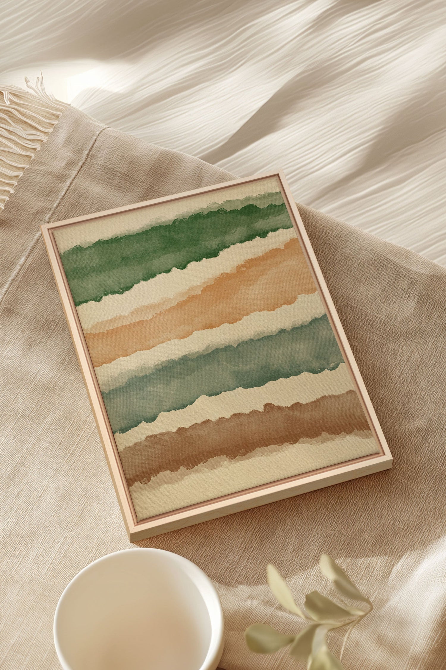 OLEKA CANVAS - HORIZON VÉGÉTAL, Oeuvre sur toile étirée, encadré Naturel Clair