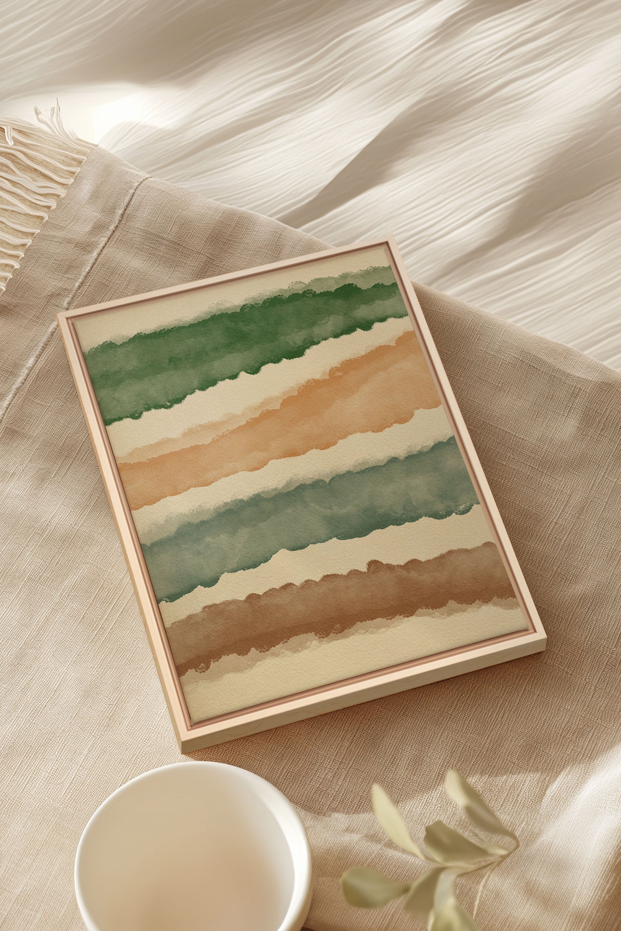 OLEKA CANVAS - HORIZON VÉGÉTAL, Oeuvre sur toile étirée, encadré Naturel Clair