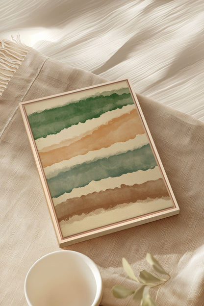 OLEKA CANVAS - HORIZON VÉGÉTAL, Oeuvre sur toile étirée, encadré Naturel Clair