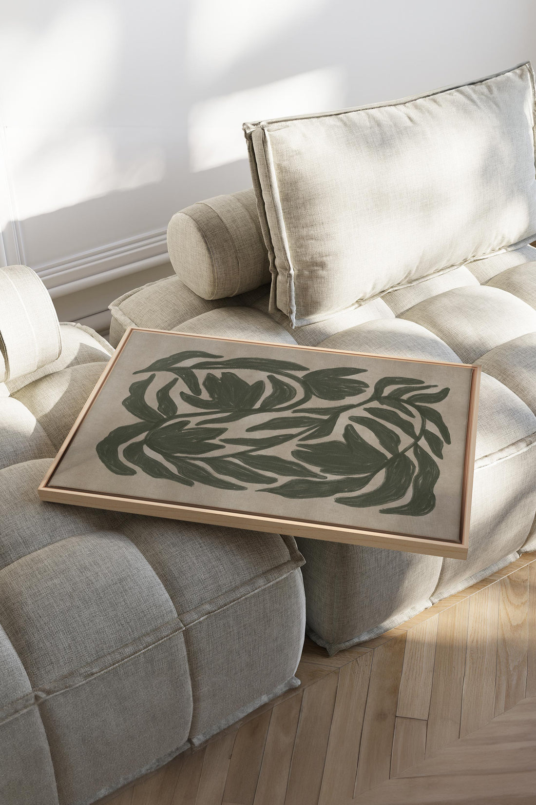 OLEKA CANVAS - DANSE VÉGÉTALE, Oeuvre sur toile étirée, encadré Naturel Clair