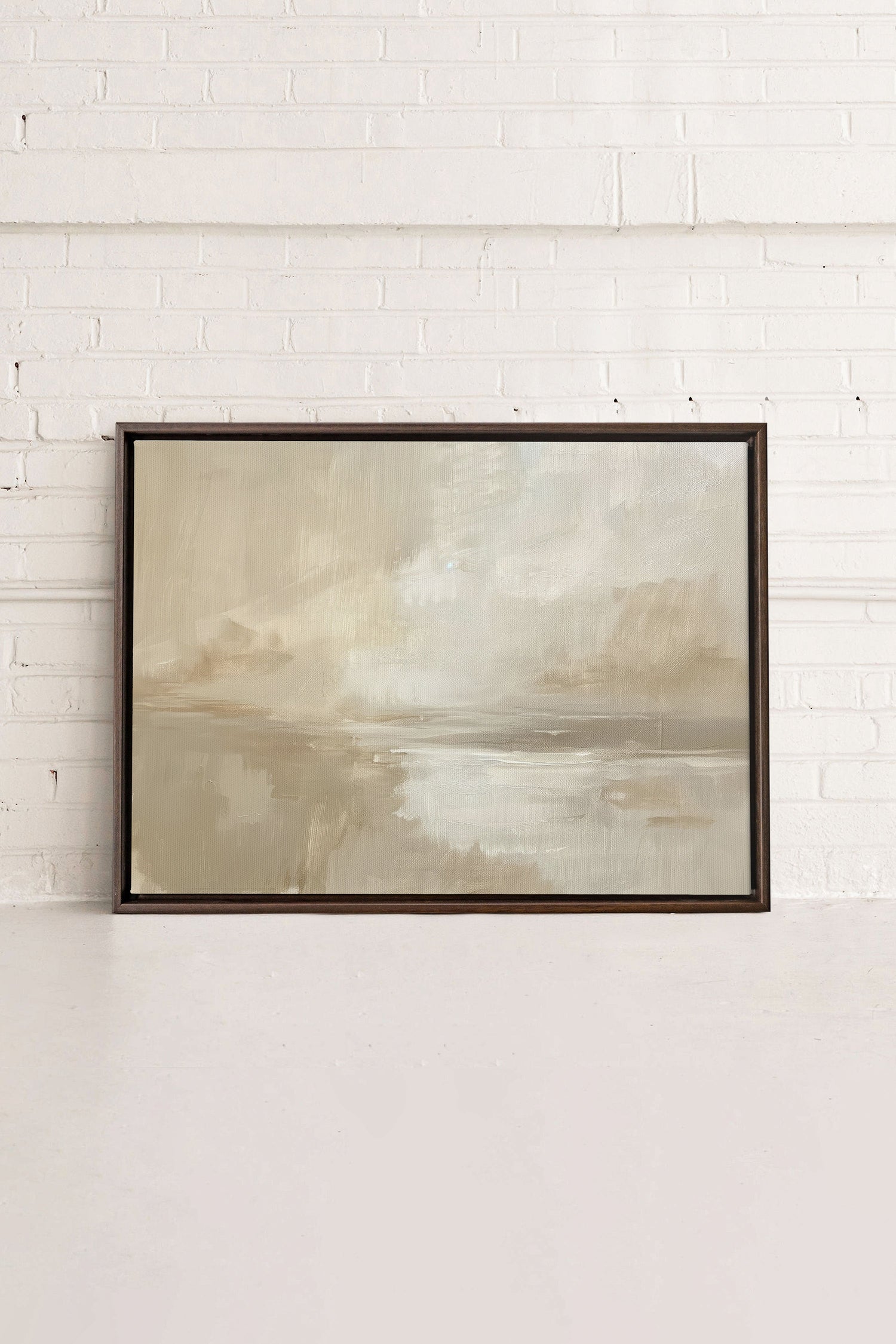 OLEKA CANVAS - PEACEFUL STROKES, Oeuvre sur toile étirée, encadré Brun Noyer