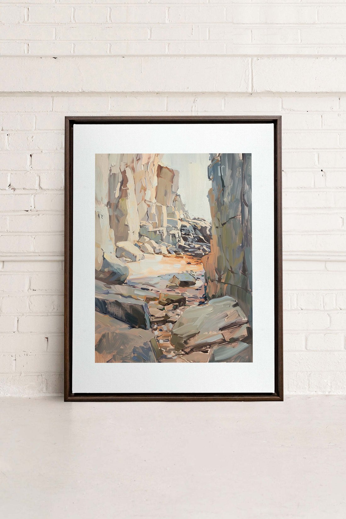 ROCKY PATHWAY, Oeuvre sur toile étirée, encadré Brun Noyer