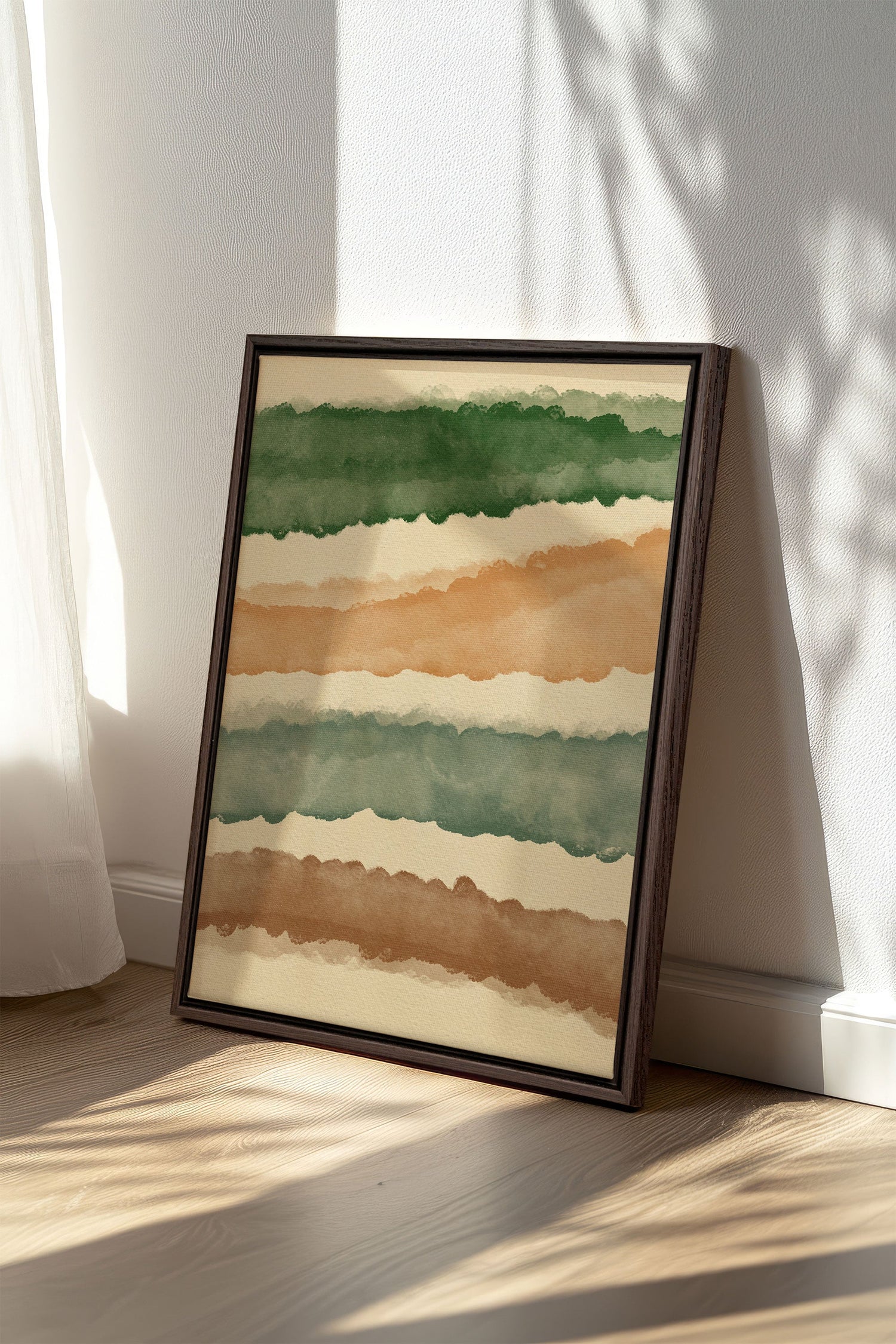 OLEKA CANVAS - HORIZON VÉGÉTAL, Oeuvre sur toile étirée, encadré Brun Noyer