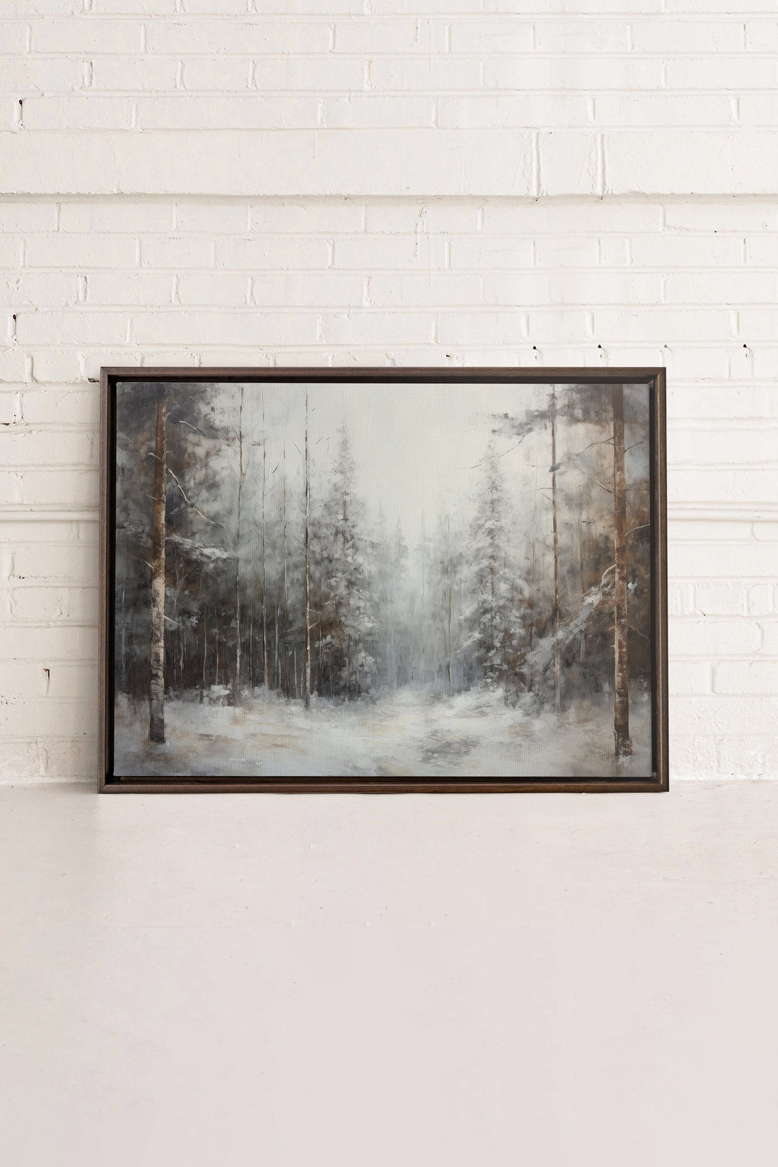 OLEKA CANVAS - WINTER SHADOWS, Oeuvre sur toile étirée, encadré Brun Noyer