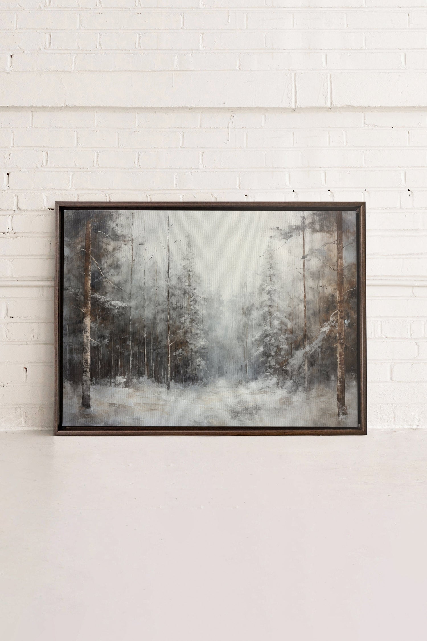 OLEKA CANVAS - WINTER SHADOWS, Oeuvre sur toile étirée, encadré Brun Noyer