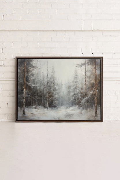 OLEKA CANVAS - WINTER SHADOWS, Oeuvre sur toile étirée, encadré Brun Noyer