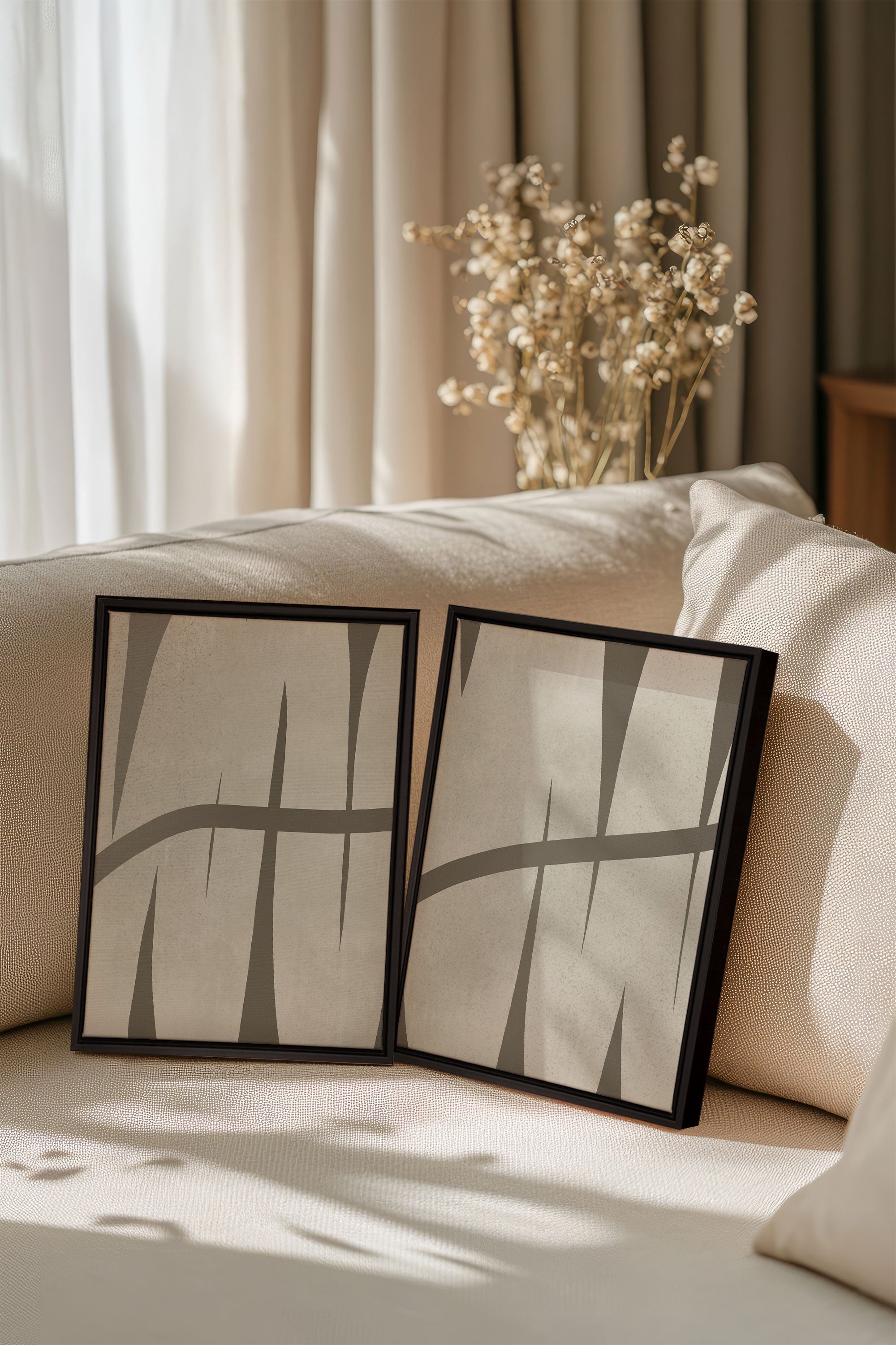 OLEKA CANVAS - INTERTWINE DUO, 2 Oeuvres sur toile étirée, encadré Noir