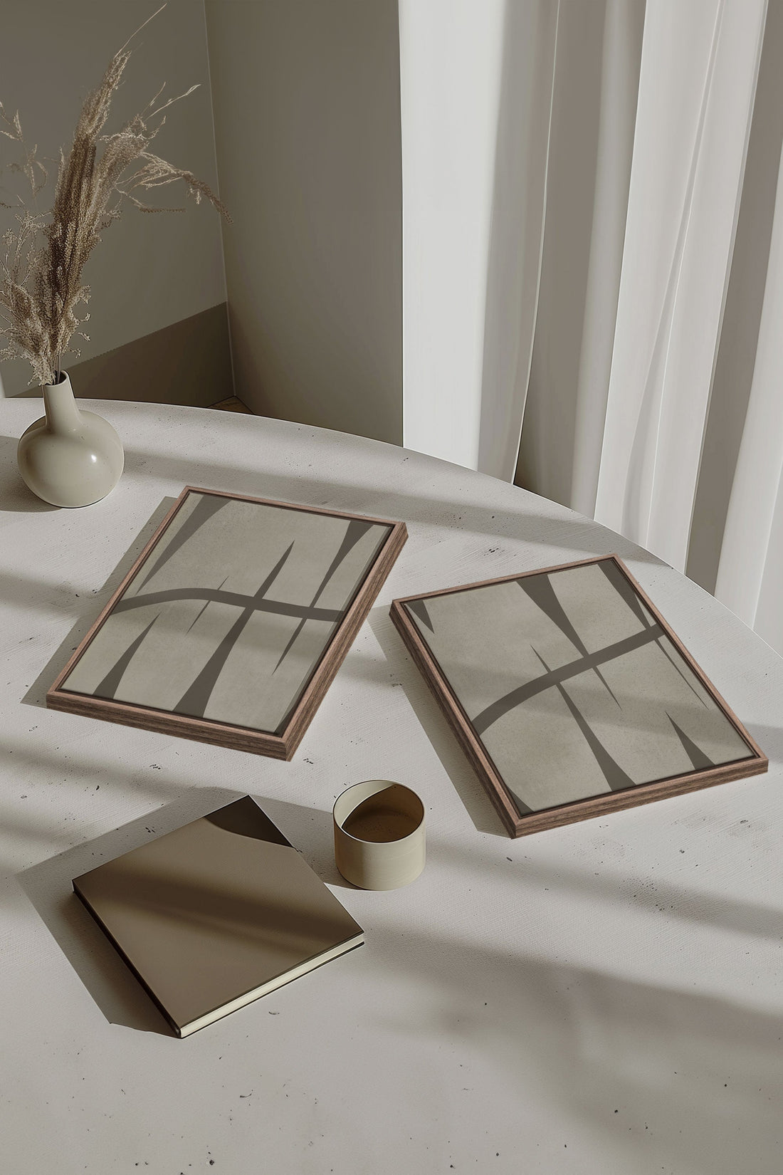 OLEKA CANVAS - INTERTWINE DUO, 2 Oeuvres sur toile étirée, encadré Brun Chêne