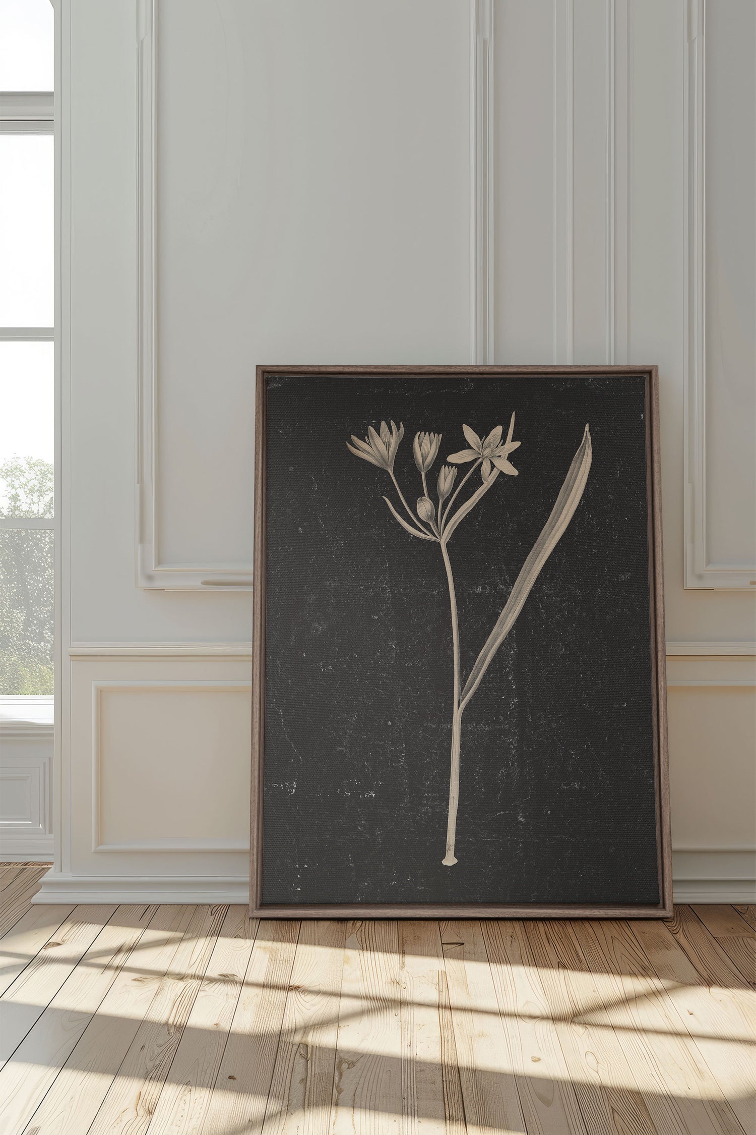 MINIMAL FLORA, Work on stretched canvas, framed Oak Brown