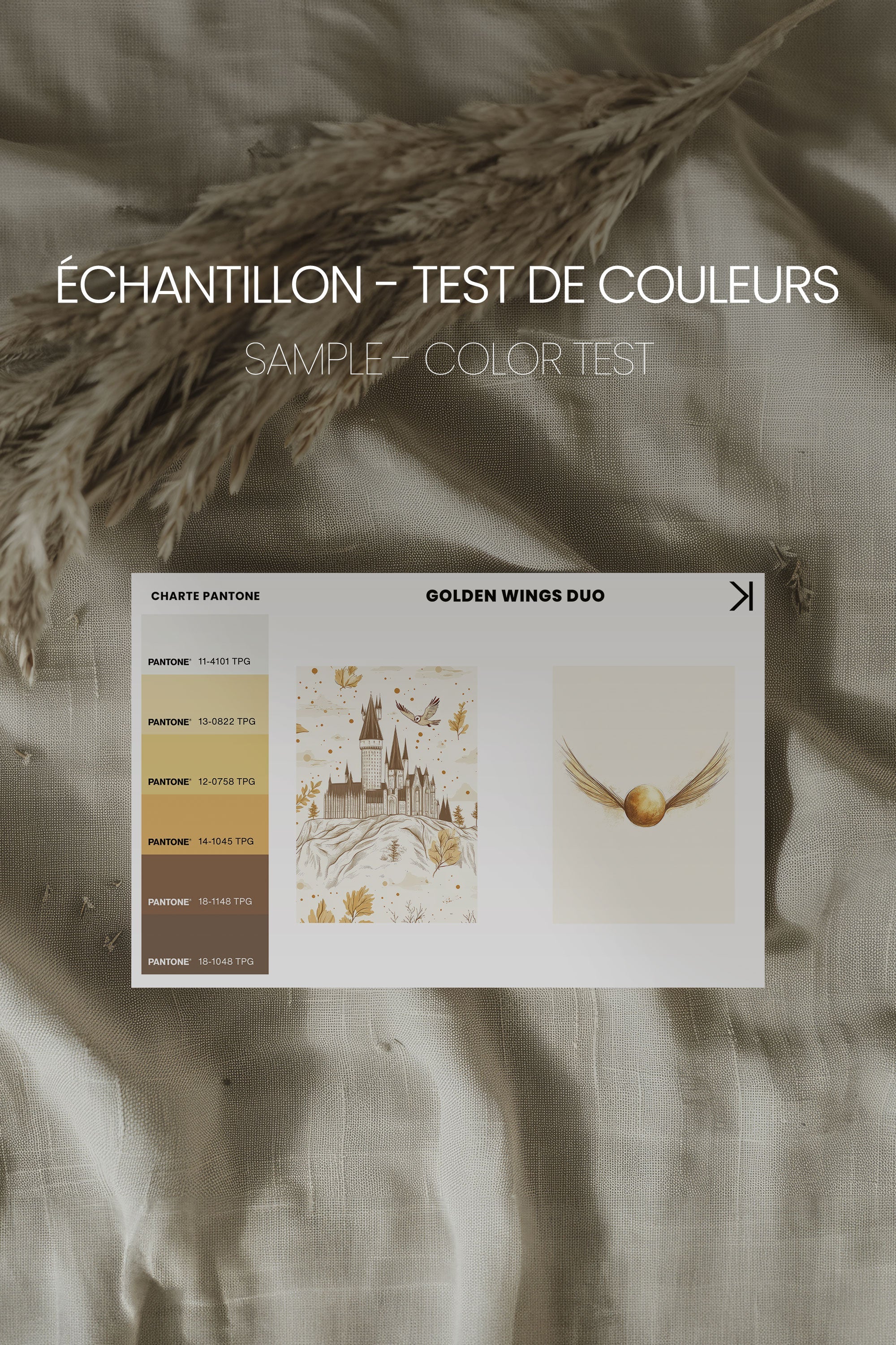 OLEKA CANVAS - GOLDEN WINGS DUO, 2 Oeuvres sur toile étirée, encadré Noir