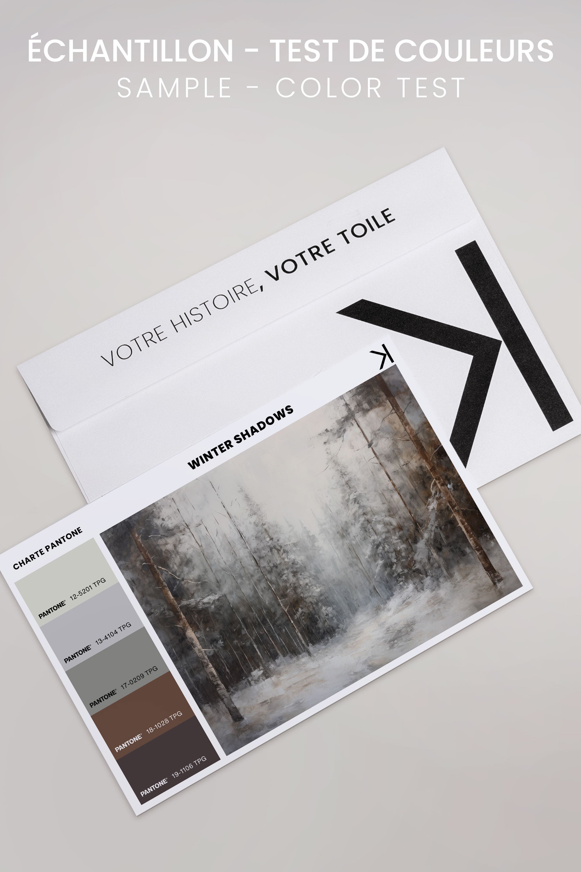 OLEKA CANVAS - WINTER SHADOWS, Oeuvre sur toile étirée, encadré Brun Noyer