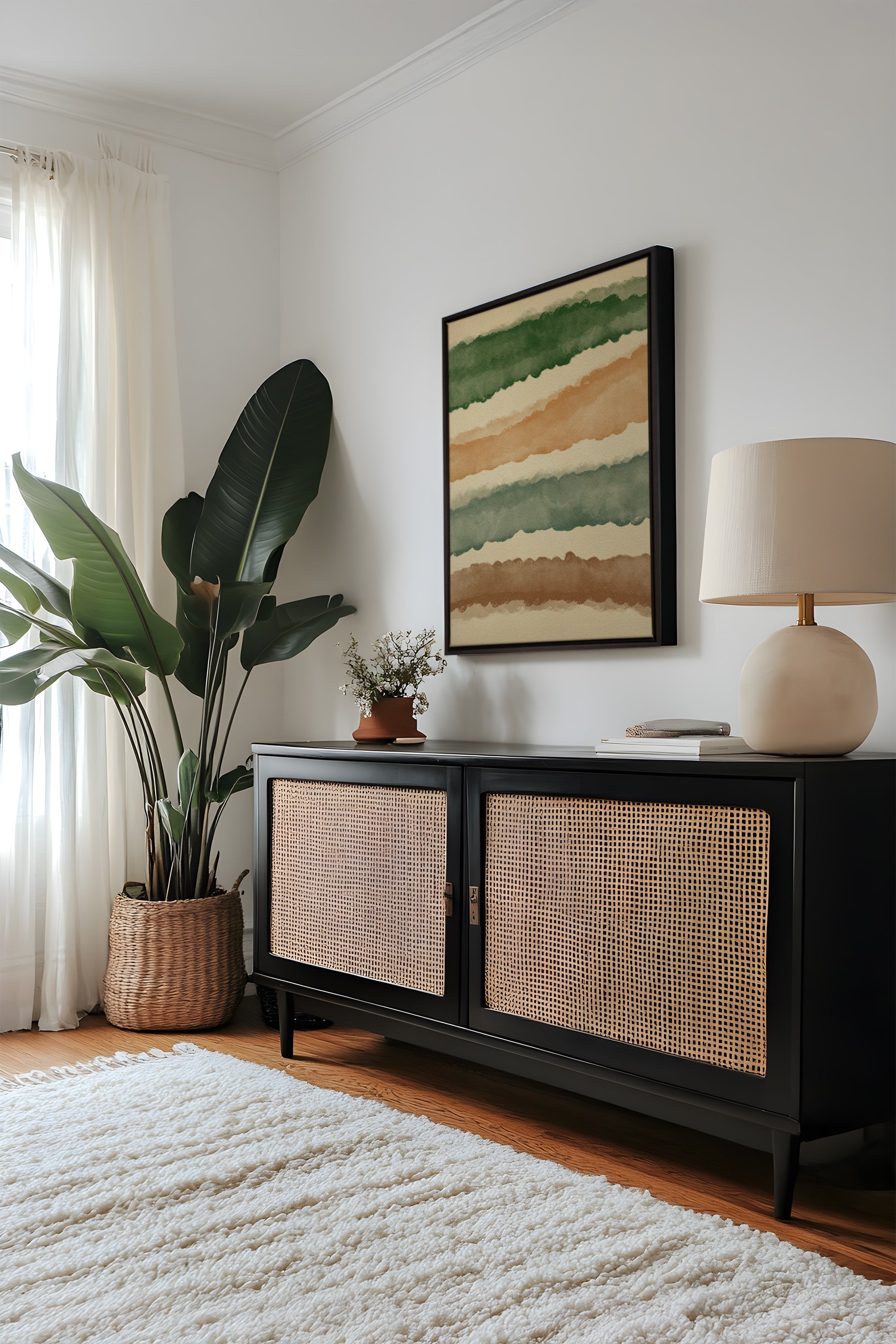 OLEKA CANVAS - HORIZON VÉGÉTAL, Oeuvre sur toile étirée, encadré Noir