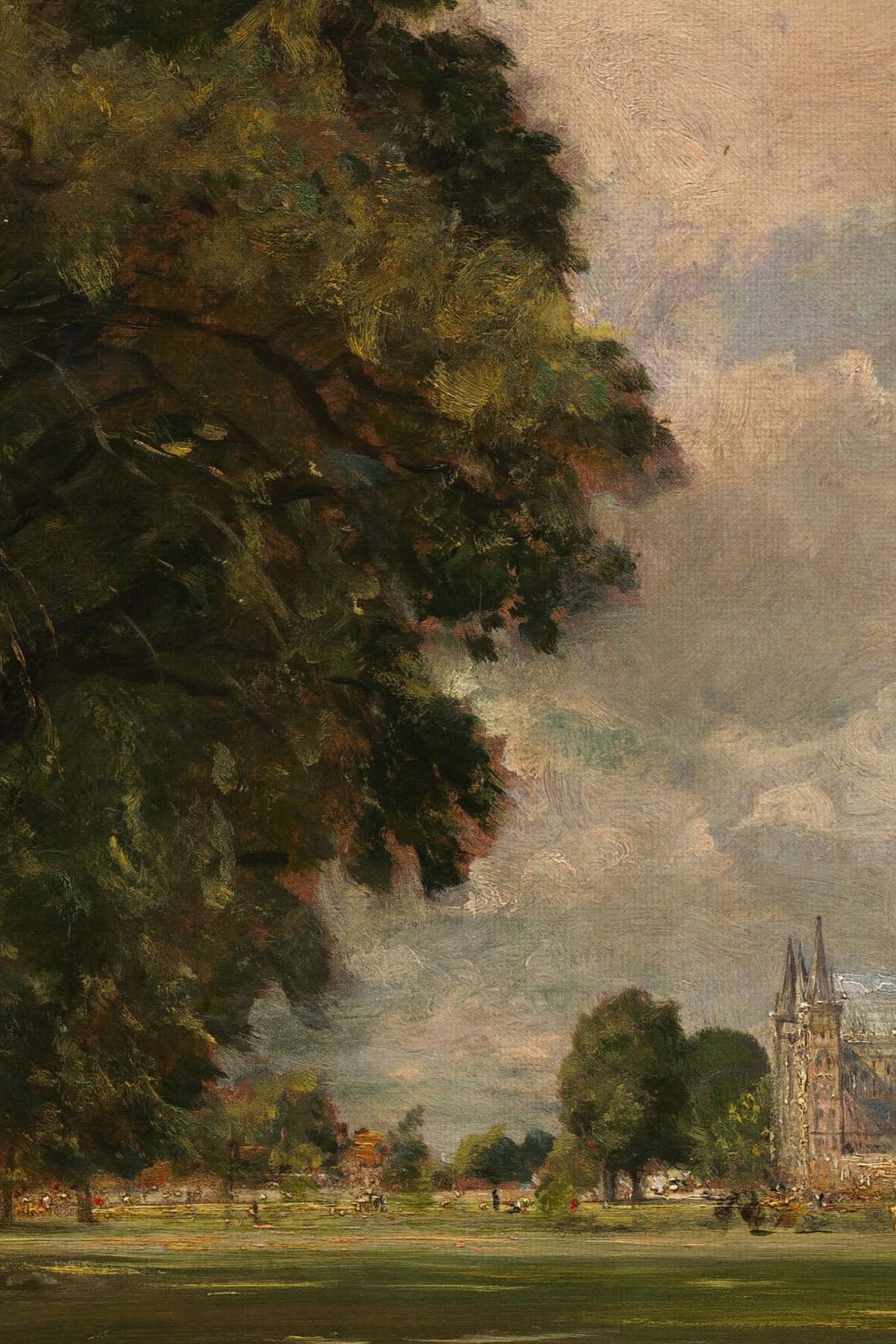 LA CATHÉDRALE DE SALISBURY, Oeuvre sur toile rigide, encadré Vintage Argent