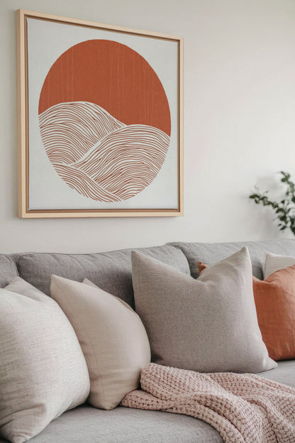 OLEKA CANVAS - EARTH WAVES, Oeuvre sur toile étirée, encadré Naturel Clair