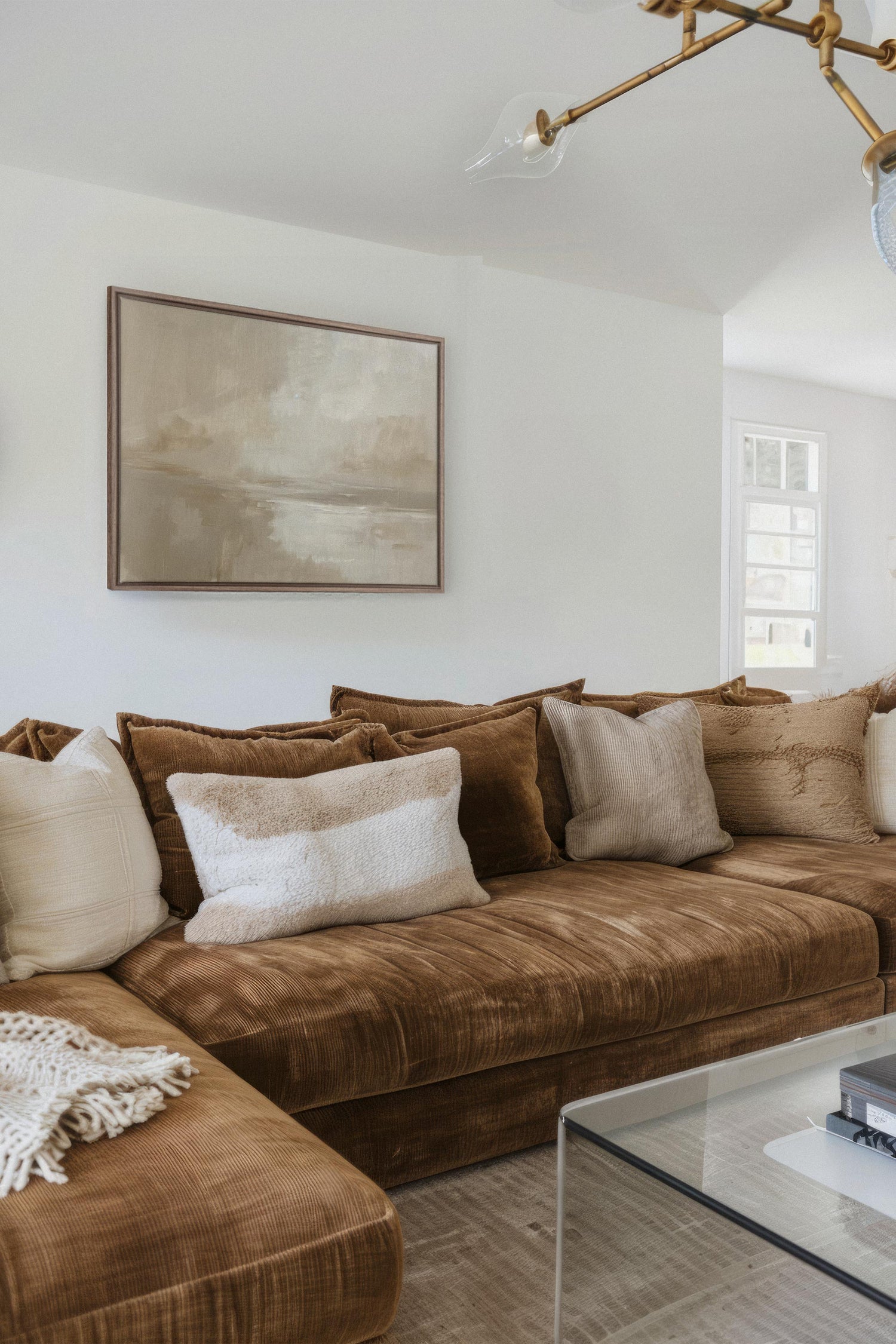 OLEKA CANVAS - PEACEFUL STROKES, Oeuvre sur toile étirée, encadré Brun Chêne