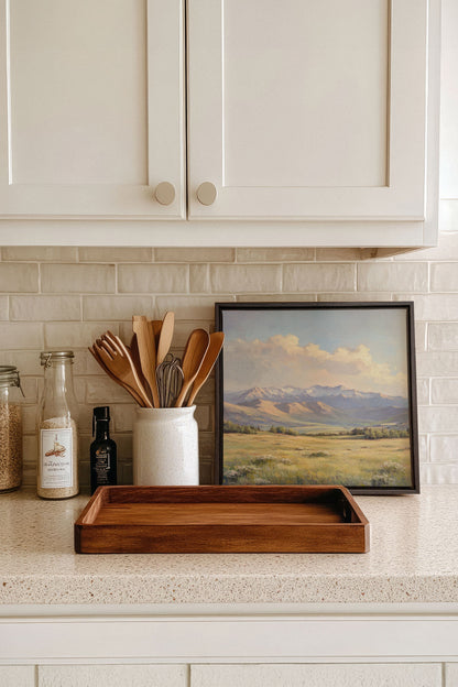 OLEKA CANVAS - VALLEY OF LIGHT, Oeuvre sur toile étirée, encadré Brun Noyer