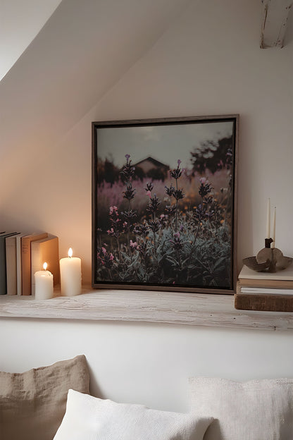 OLEKA CANVAS - SOUFFLE LAVANDE, Oeuvre sur toile étirée, encadré Brun Noyer