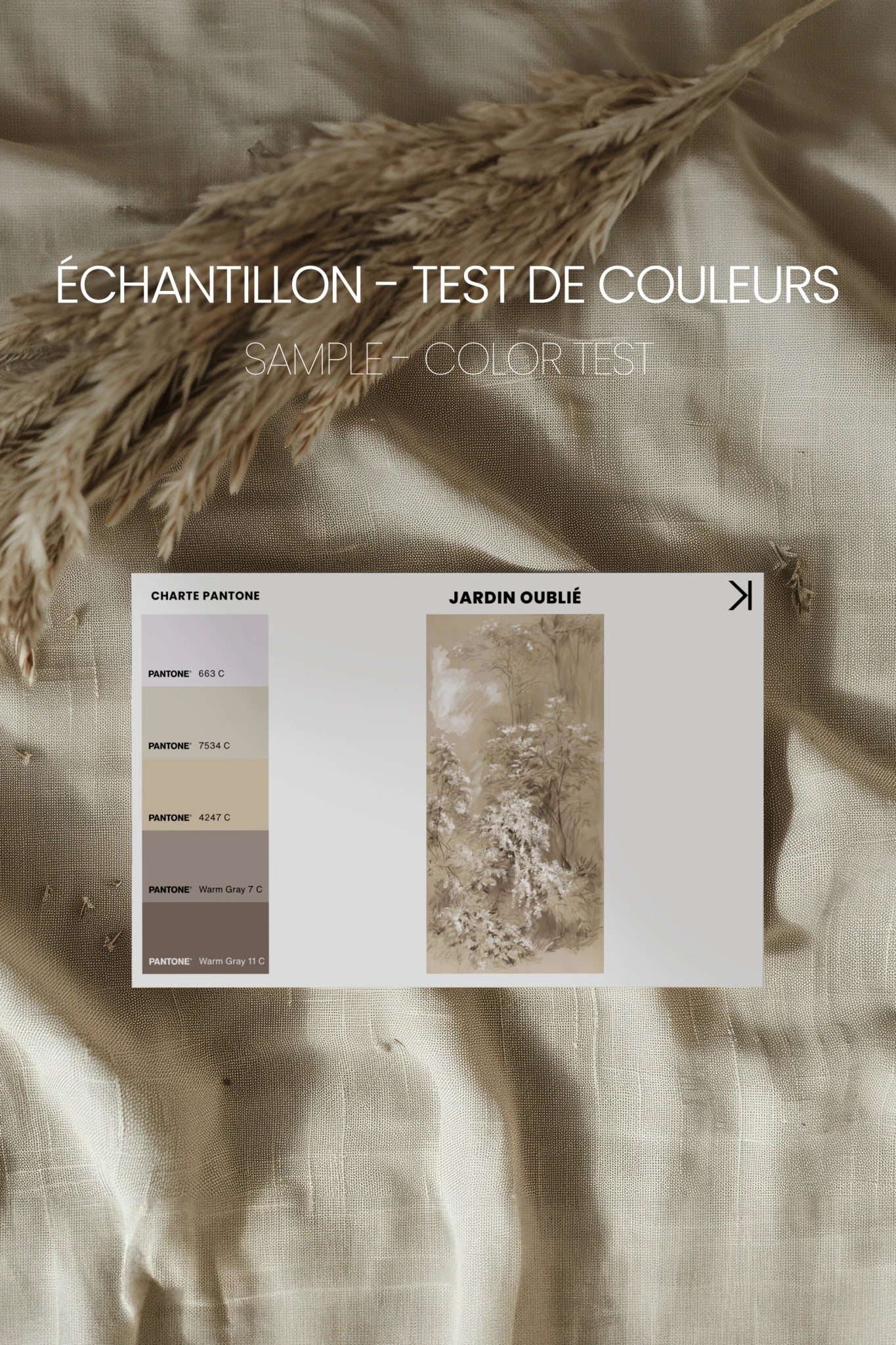 JARDIN OUBLIÉ, Artwork on stretched canvas, Walnut Brown frame