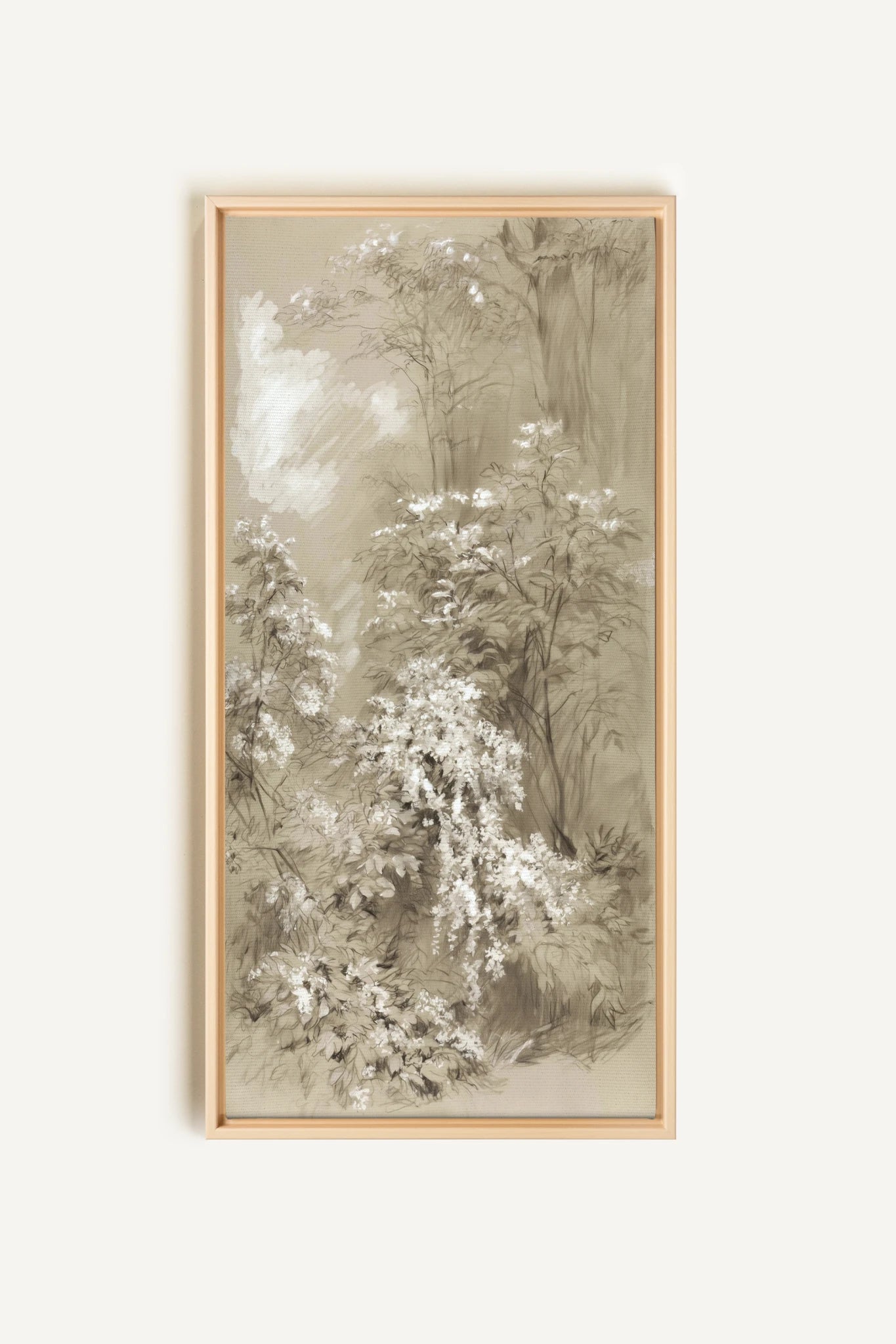 JARDIN OUBLIÉ, Artwork on stretched canvas, Light Natural frame
