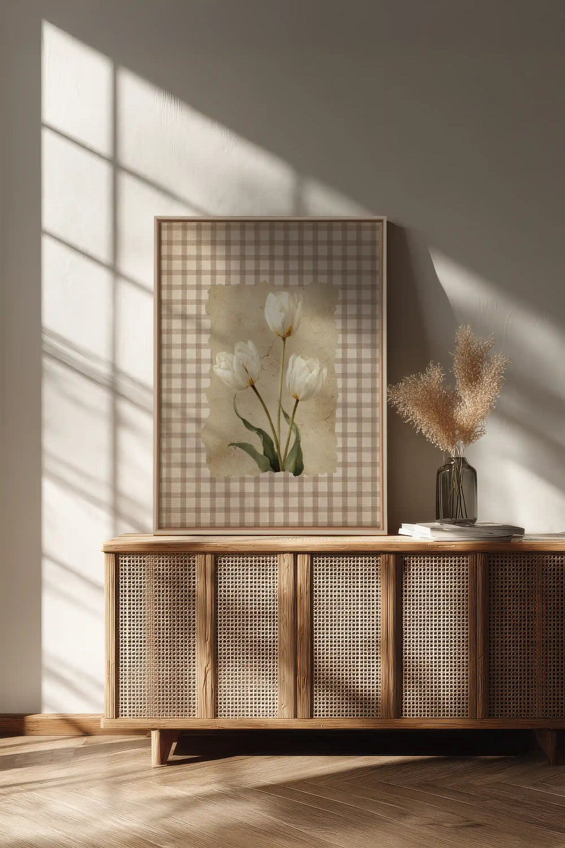 SOFT SPRING, Oeuvre sur toile étirée, encadré Brun Chêne