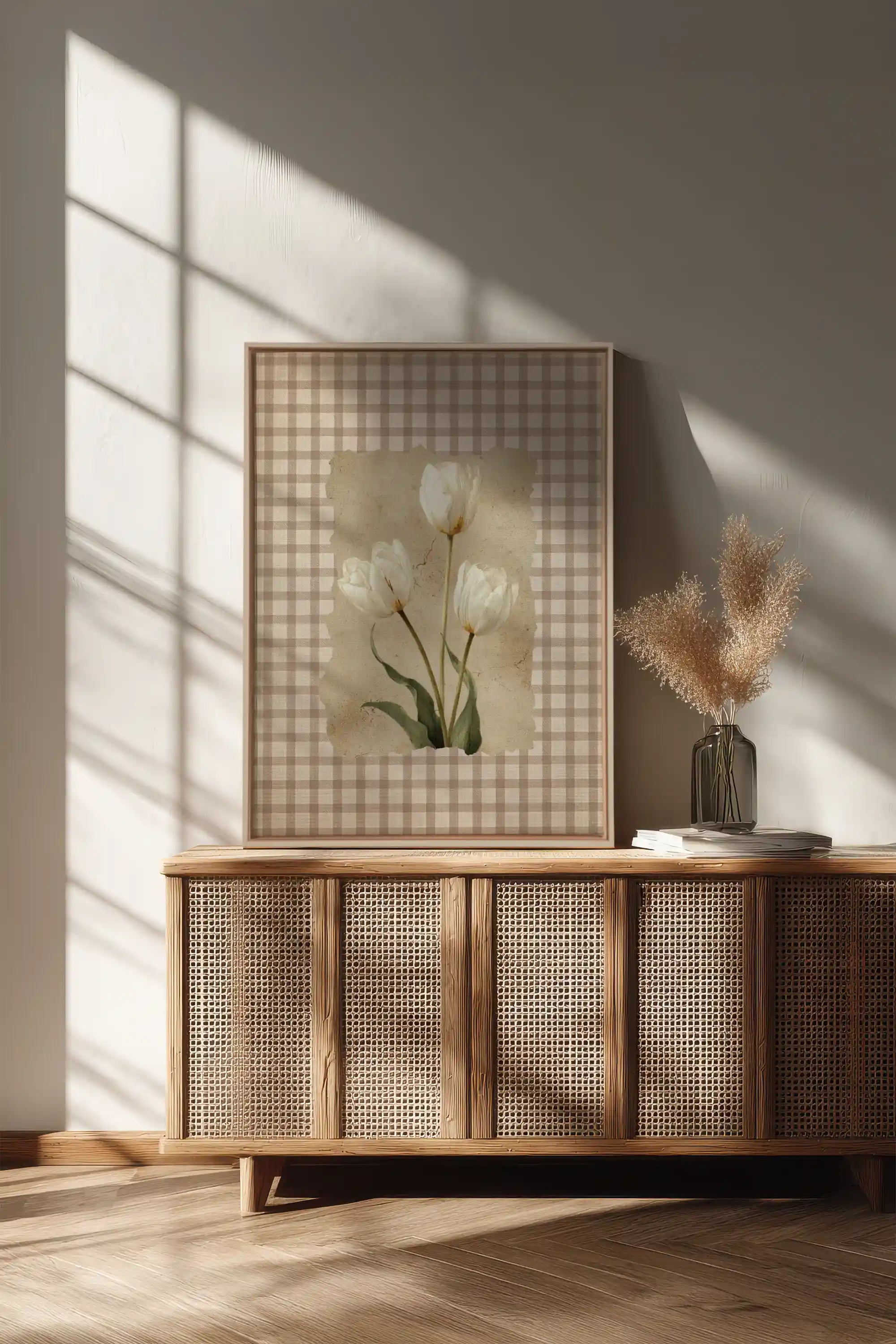 SOFT SPRING, Work on stretched canvas, framed Oak Brown