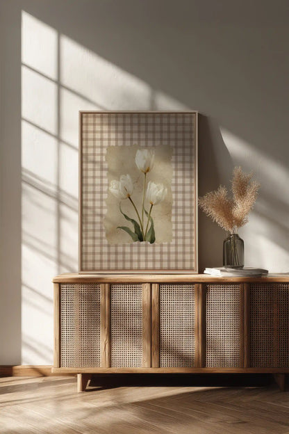 SOFT SPRING, Work on stretched canvas, framed Oak Brown
