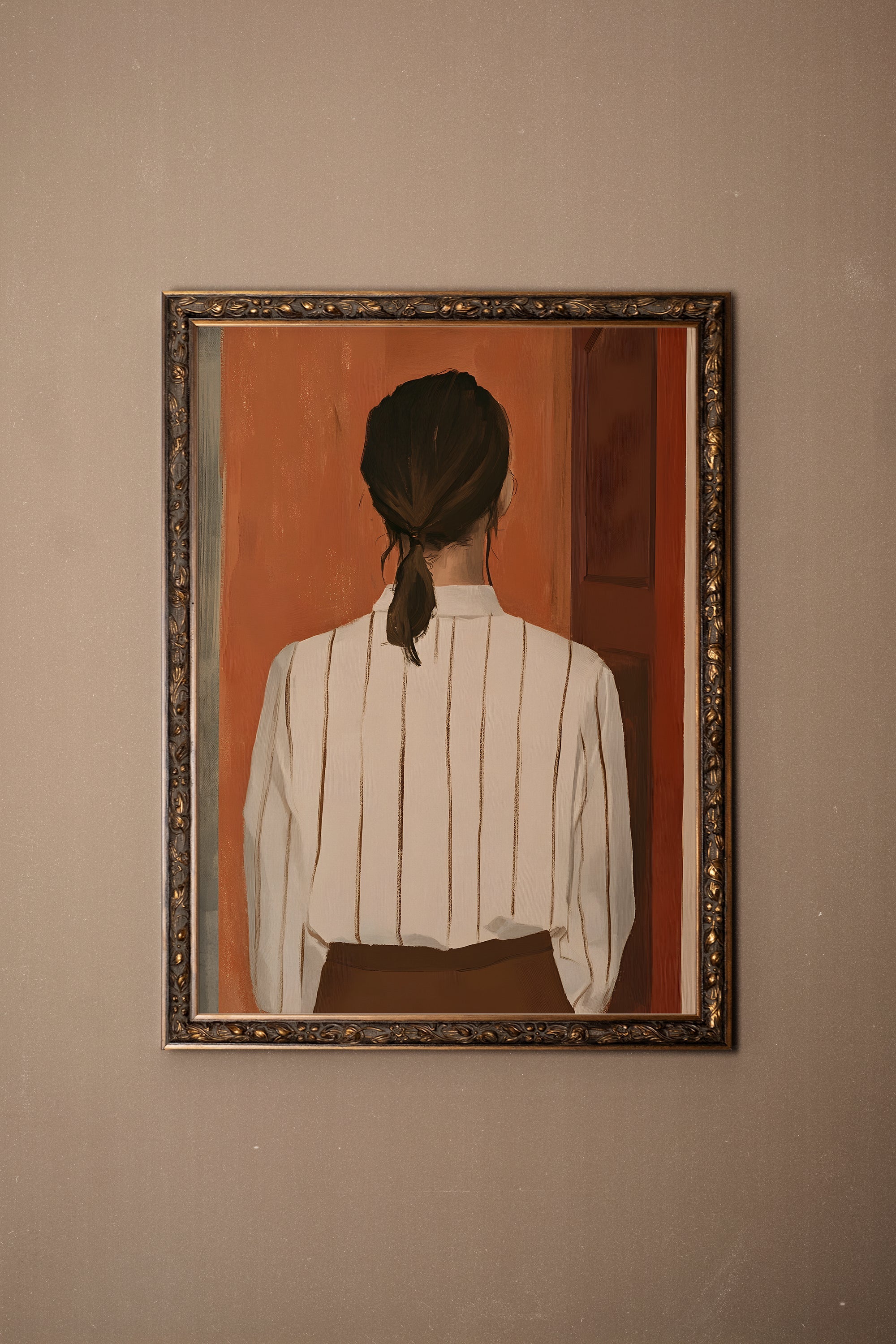 ÉCHO DU SILENCE, Artwork on rigid canvas, framed in Vintage Bronze