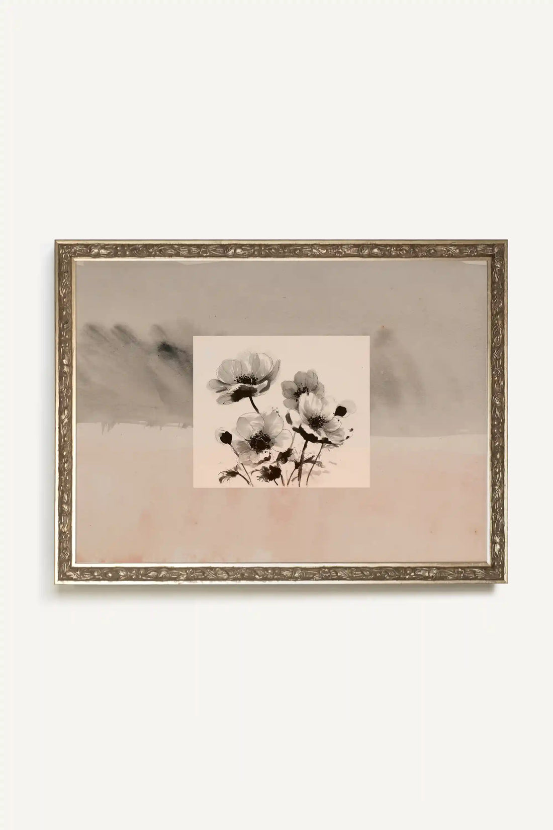 FLORAL PRESENCE, Rigid Canvas Artwork, Framed in Vintage Silver