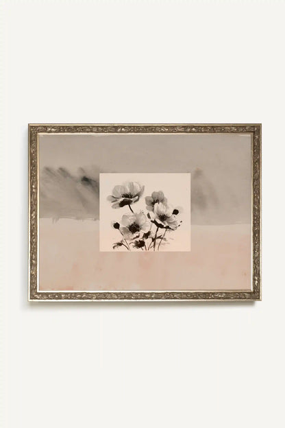 FLORAL PRESENCE, Rigid Canvas Artwork, Framed in Vintage Silver